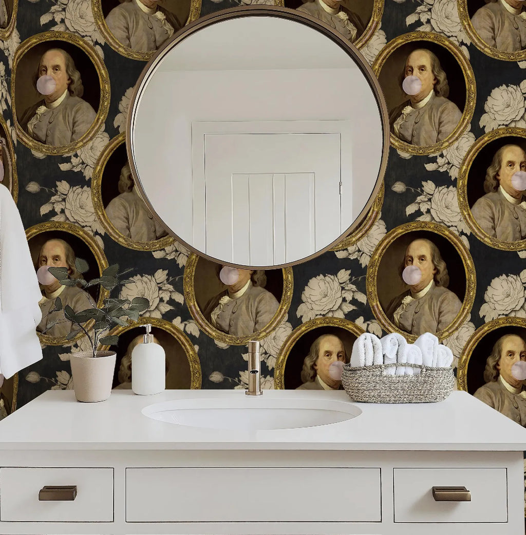 Benjamin Franklin Bubble Gum Floral Funny Wallpaper