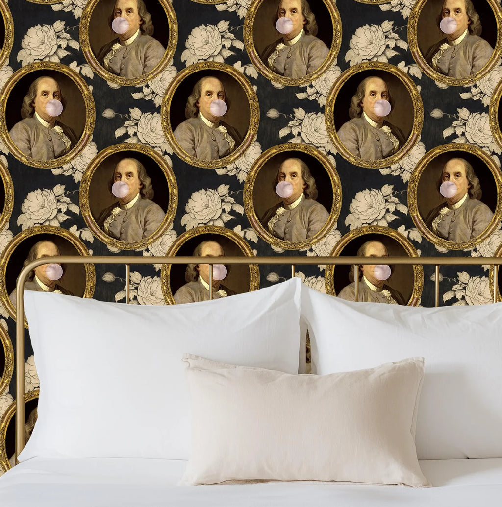 Benjamin Franklin Bubble Gum Floral Funny Wallpaper