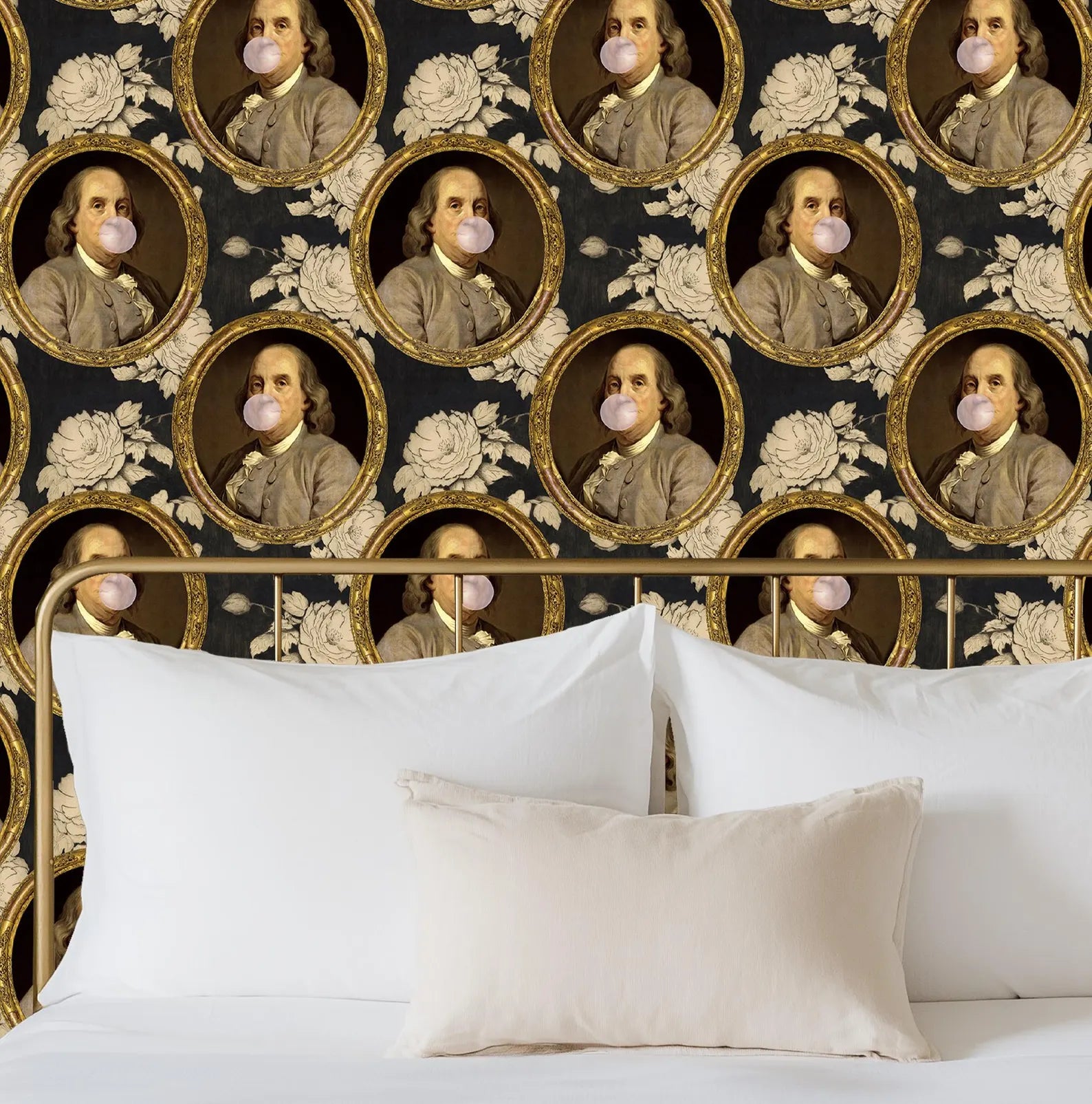 Benjamin Franklin Bubble Gum Floral Funny Wallpaper
