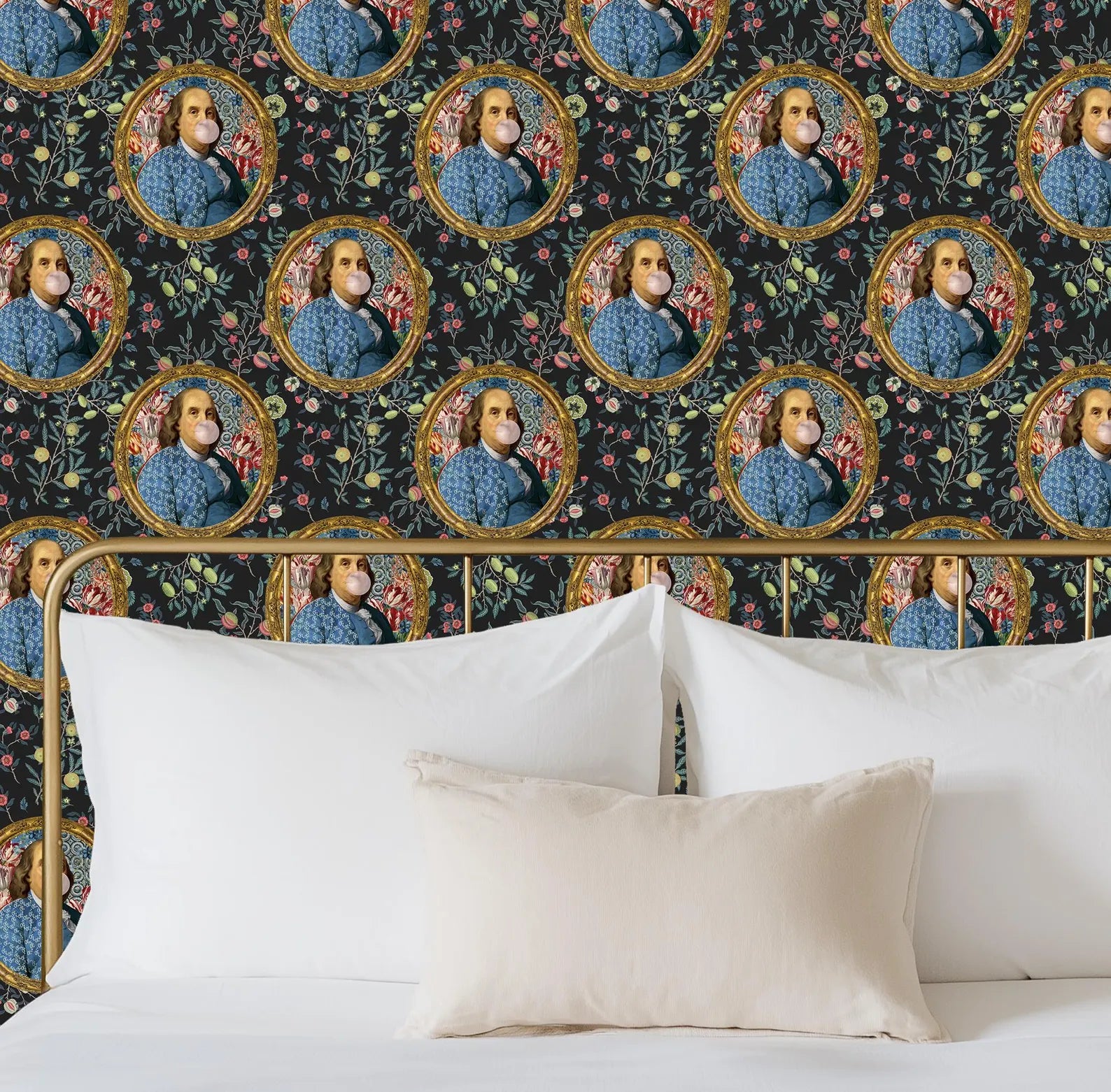 Benjamin Franklin Bubble Gum Colorful Floral Funny Wallpaper