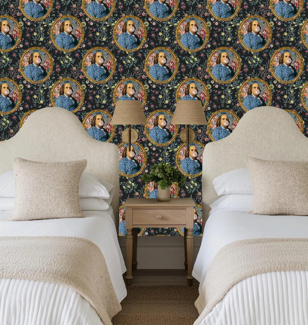 Benjamin Franklin Bubble Gum Colorful Floral Funny Wallpaper