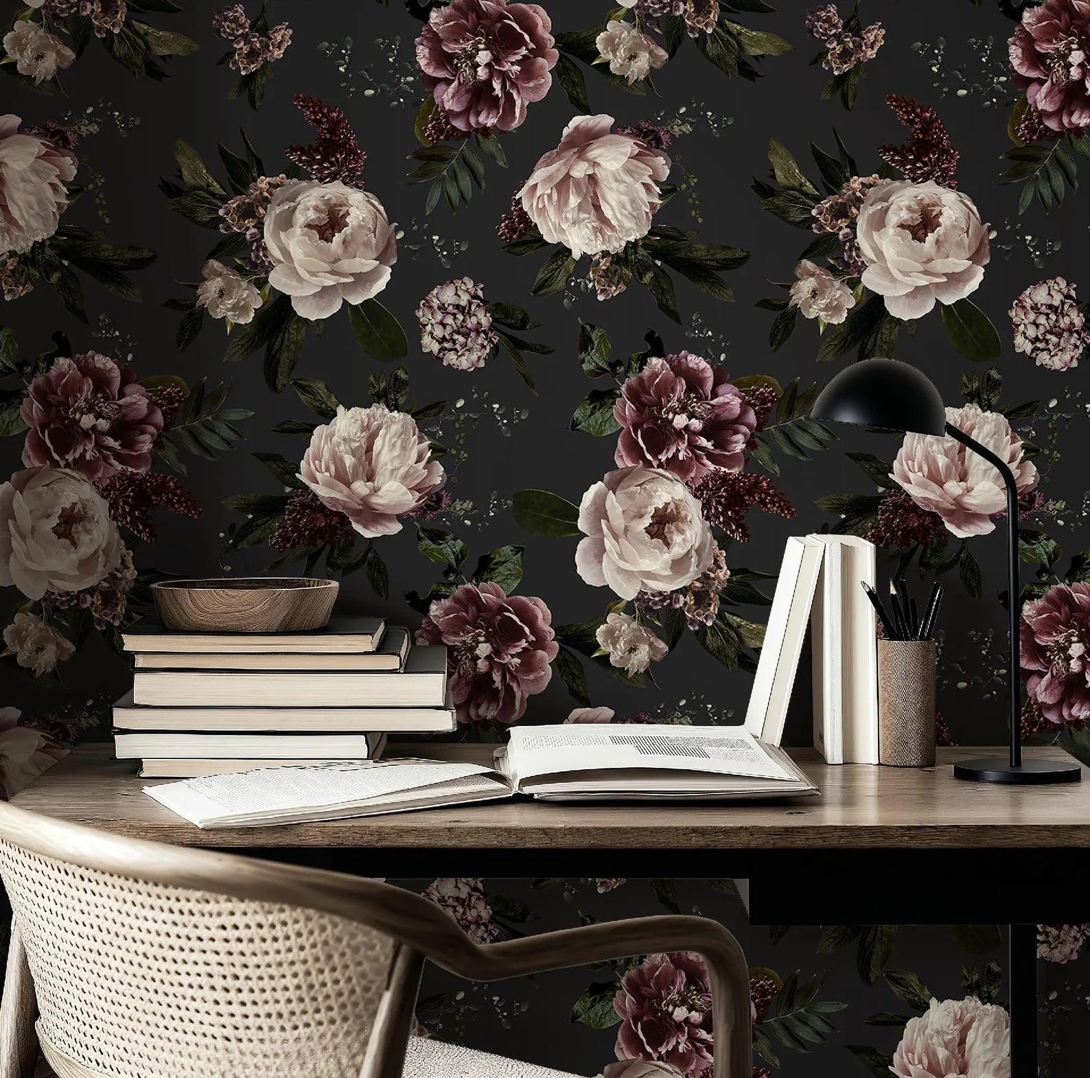 Moody Floral Botanical Wallpaper
