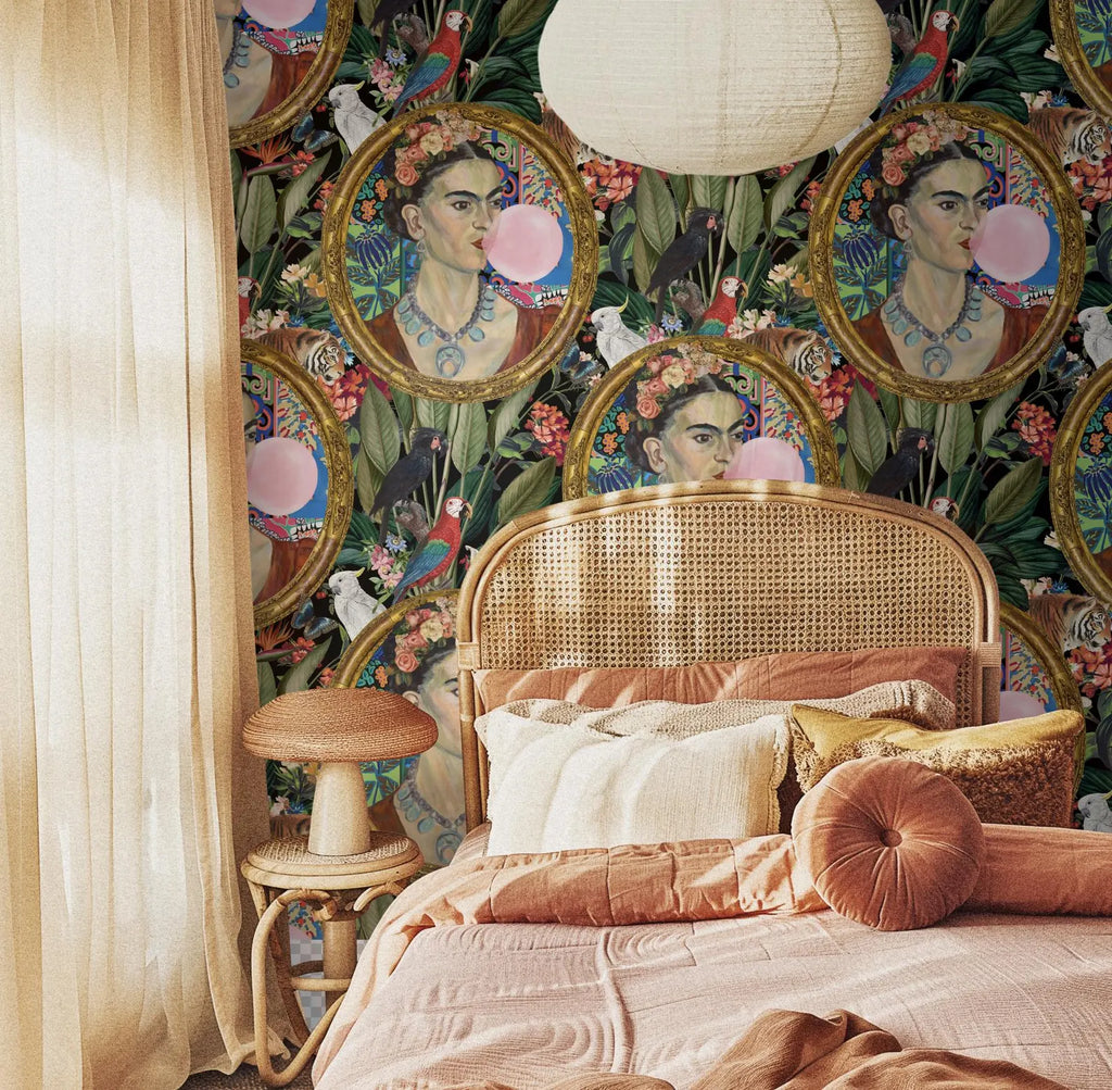 Frida Kahlo Inspired Boho Botanical Tropical Wallpaper
