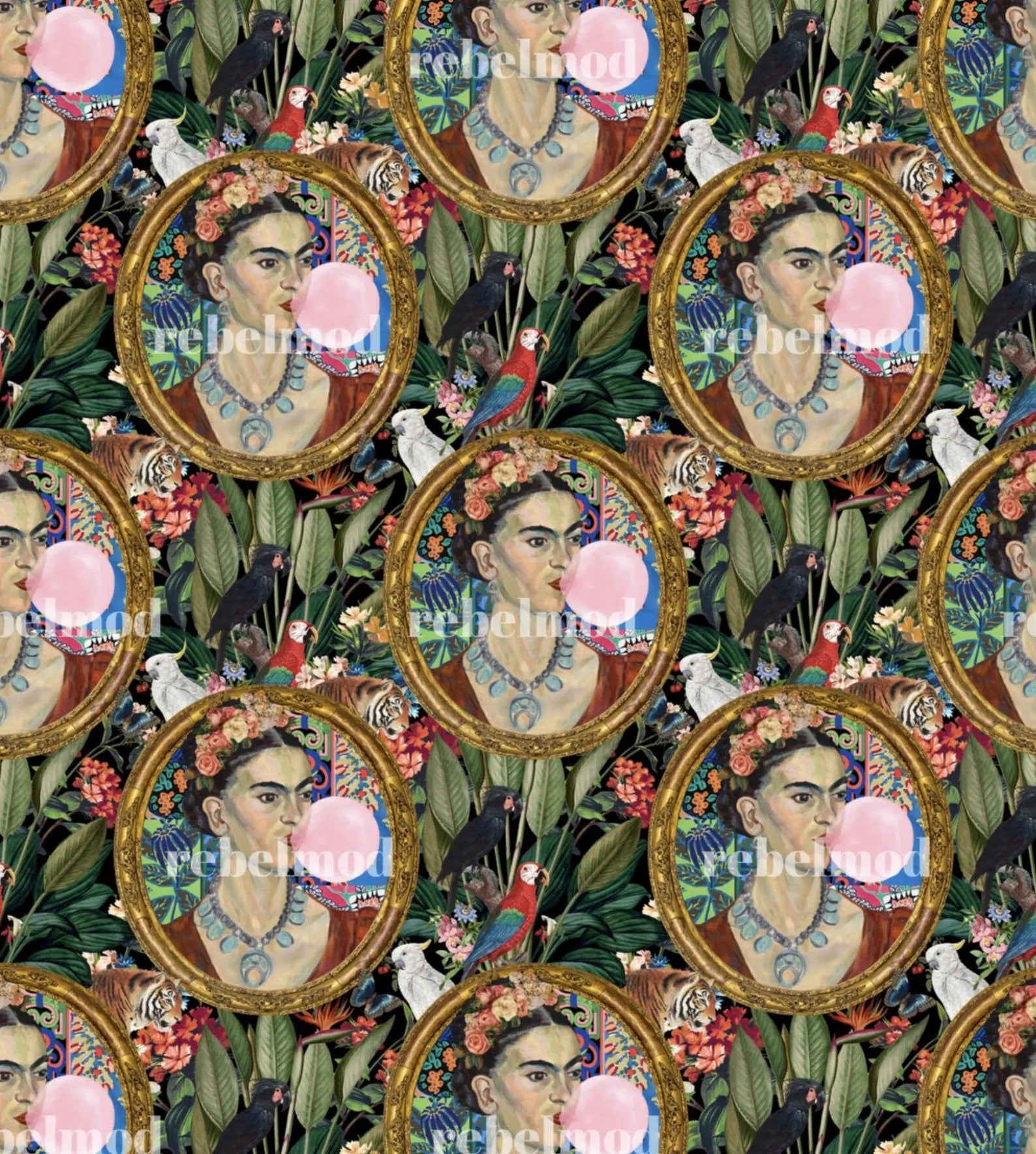 Frida Kahlo Inspired Boho Botanical Tropical Wallpaper - Medium