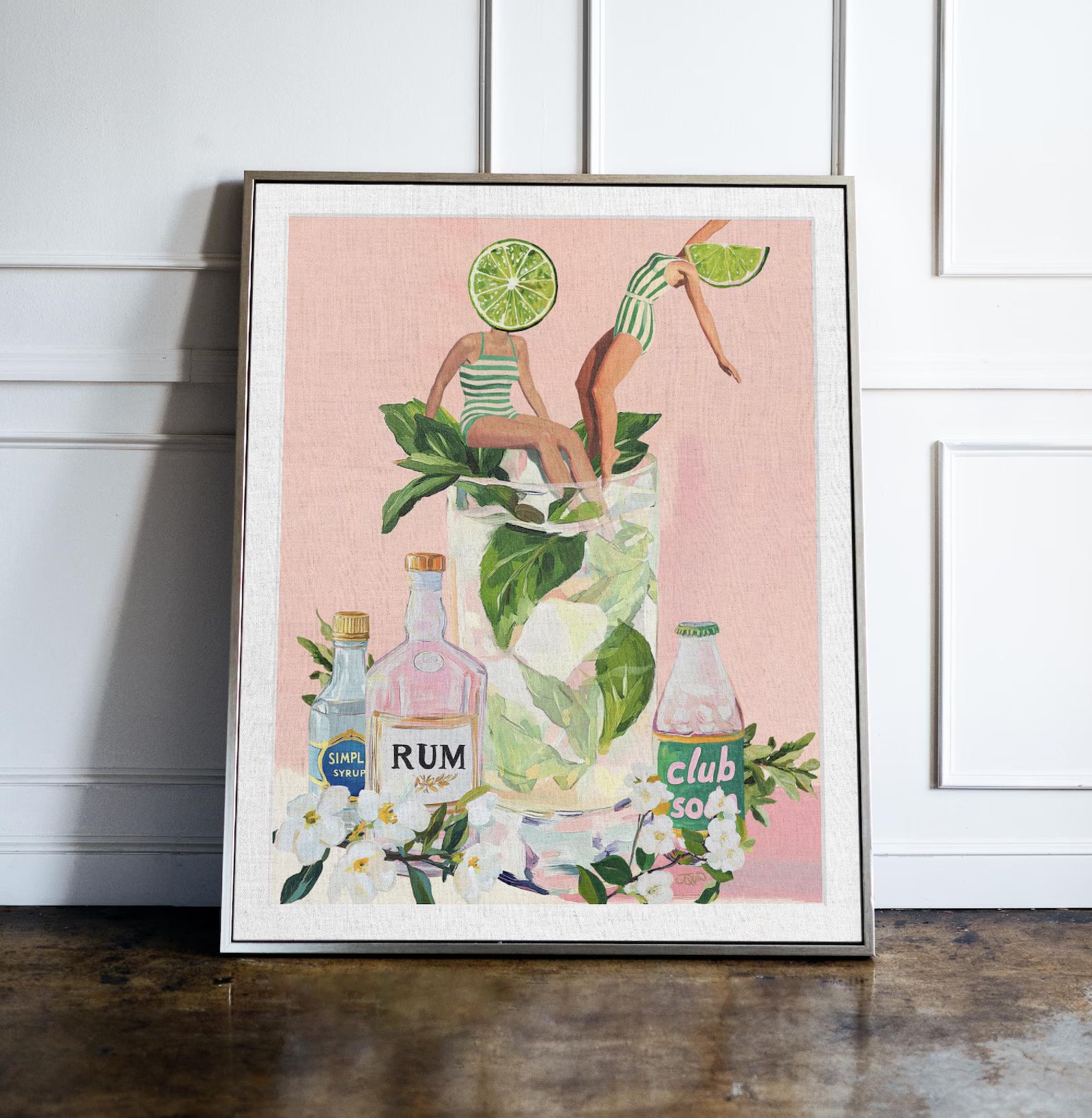 Vintage-Inspired Mojito Cocktail Bar Art Print - Retro Girls Wall Decor for Kitchen, Lounge, or Home