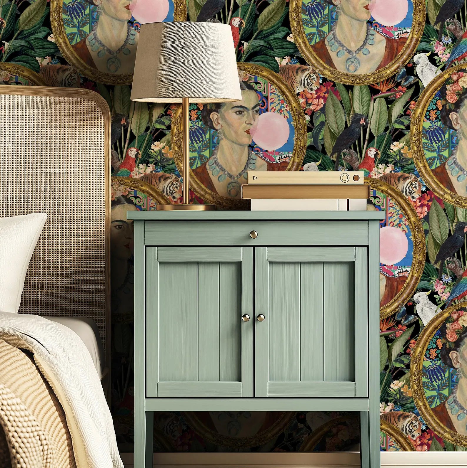Frida Kahlo Inspired Boho Botanical Tropical Wallpaper