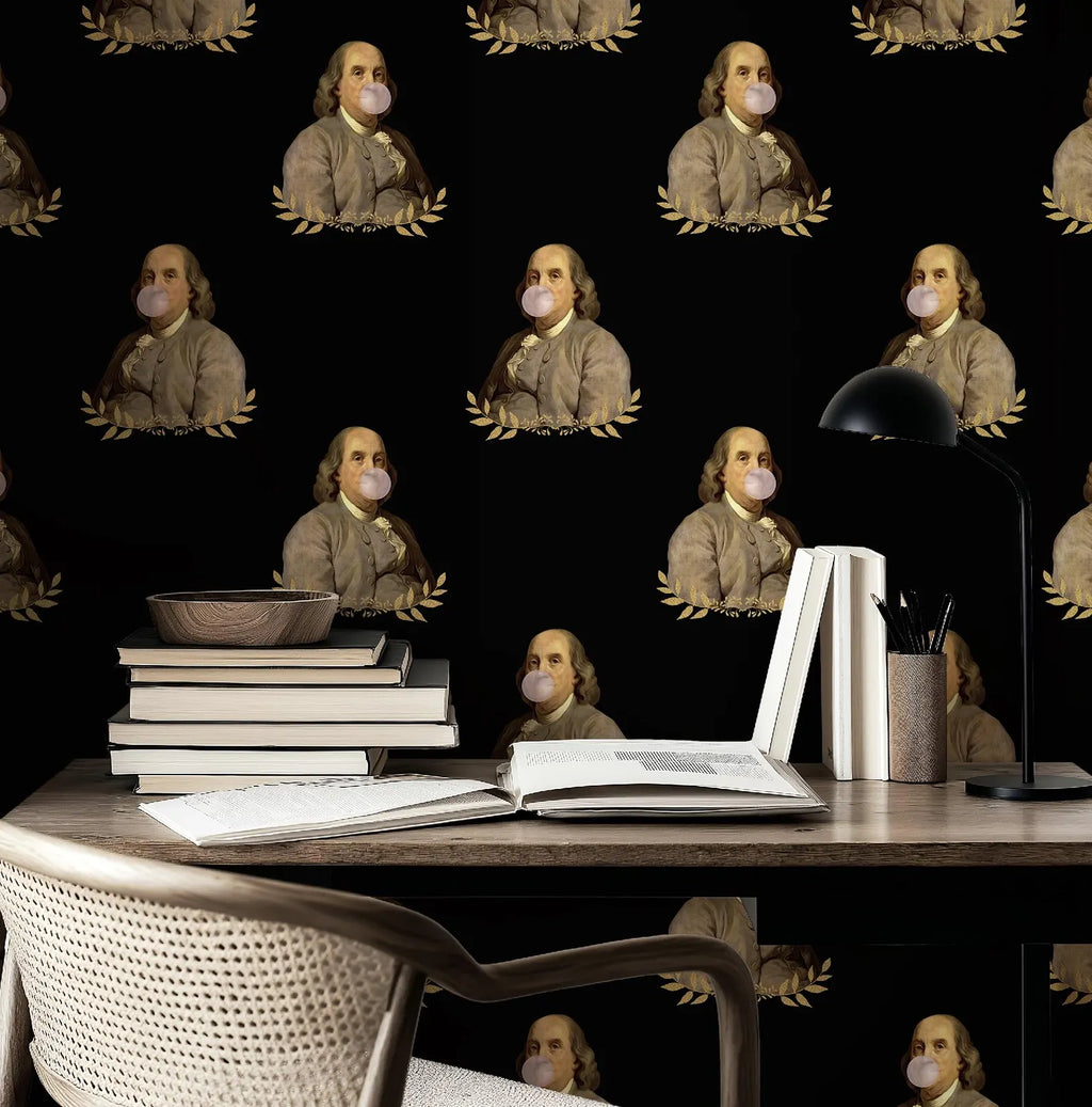 Benjamin Franklin Bubble Gum Glitter Leaf Funny Wallpaper