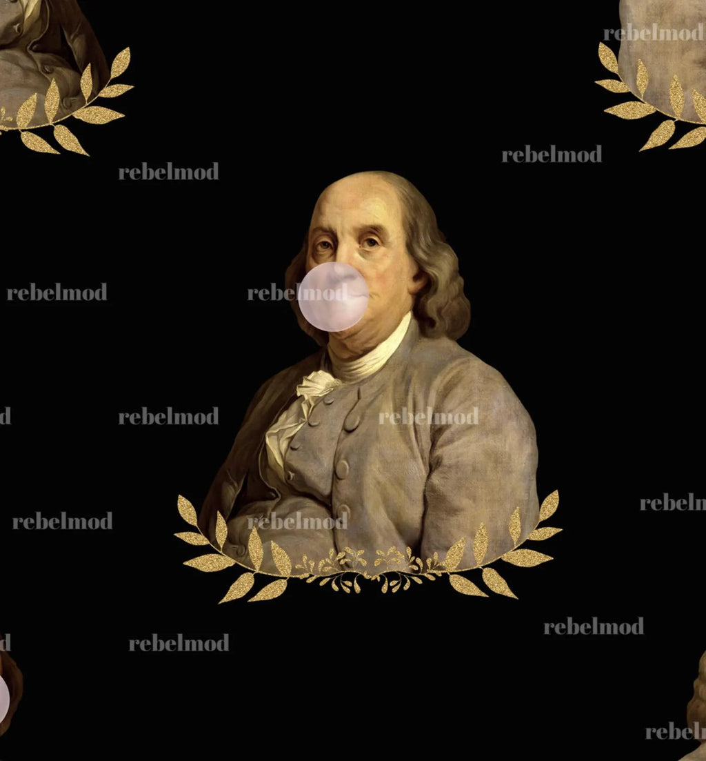 Benjamin Franklin Bubble Gum Glitter Leaf Funny Wallpaper