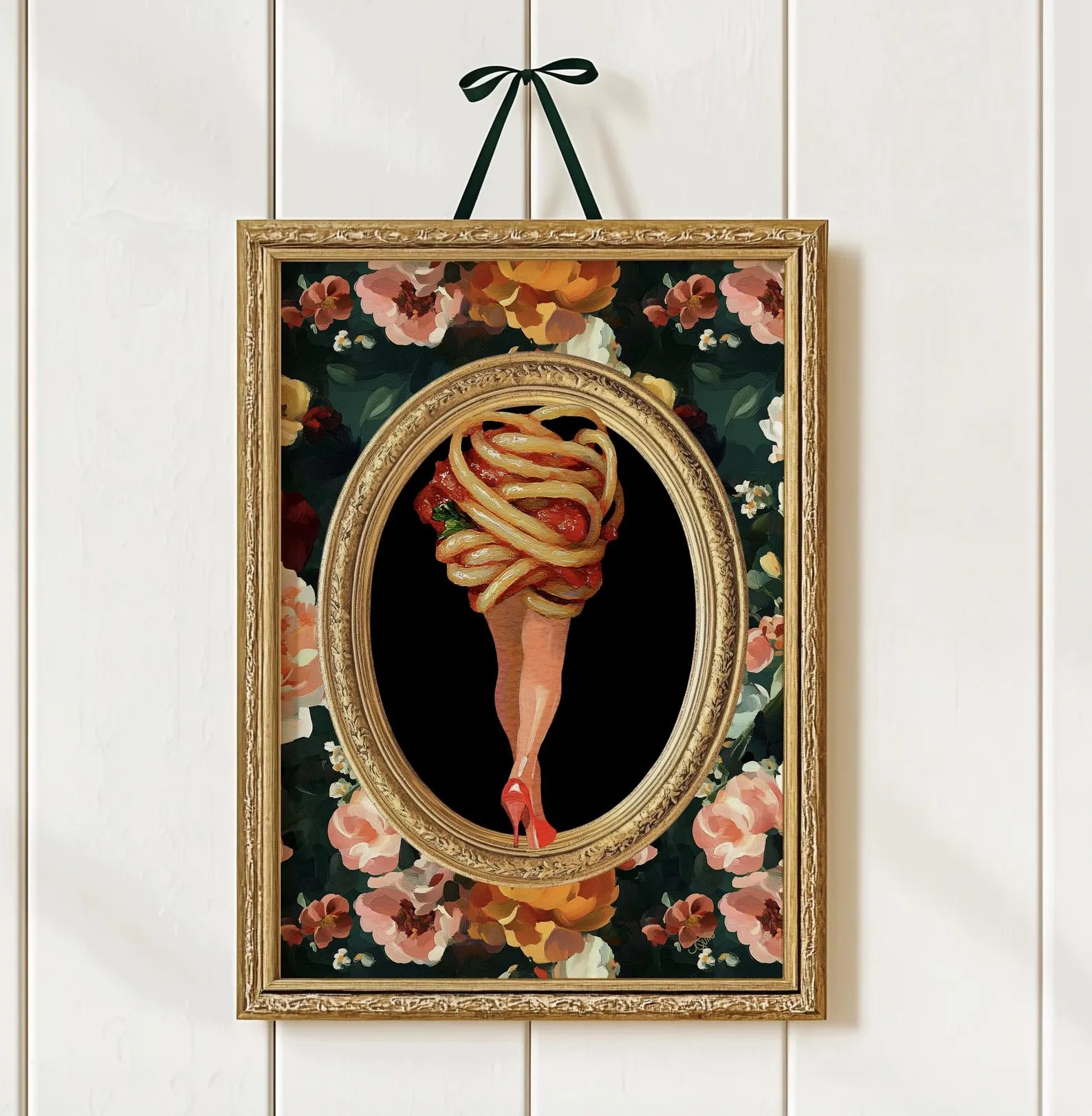 Quirky Pasta Legs Kitchen Wall Art | Foodie Spaghetti Print | Girly Carb Lovers Decor