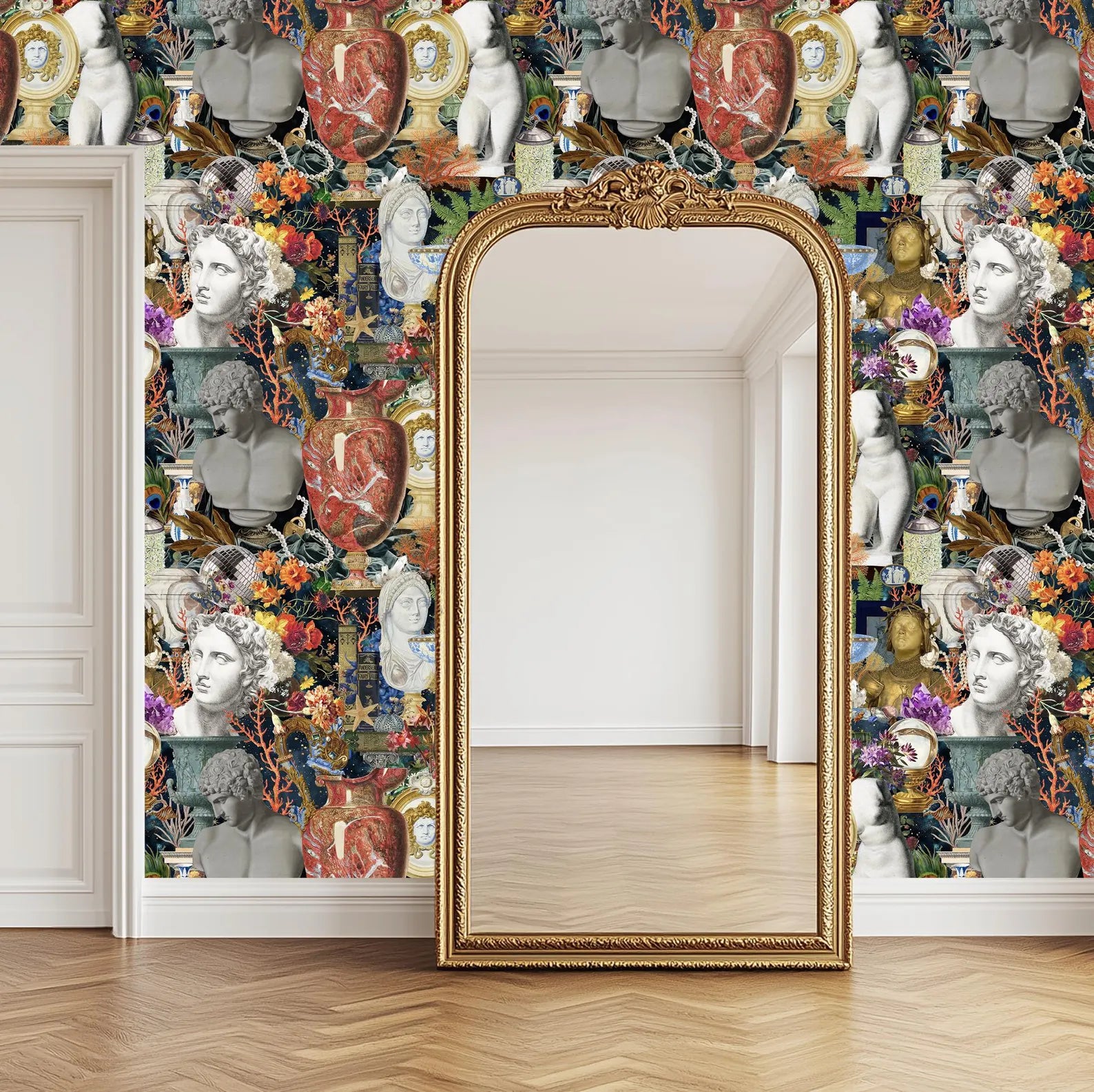 Maximalist Boho Wallpaper: Roman Statues and Modern Artifacts Peel & Stick or Traditional
