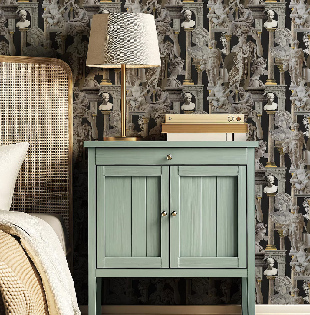 Vibrant Greco-Roman Statue Maximalist Neoclassical Wallpaper