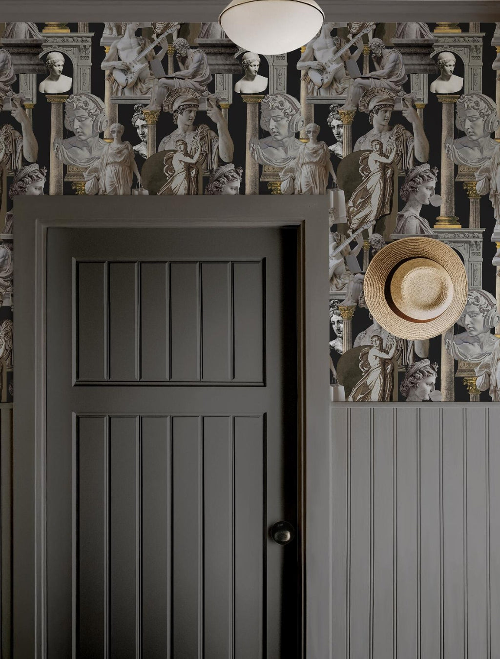Vibrant Greco-Roman Statue Maximalist Neoclassical Wallpaper