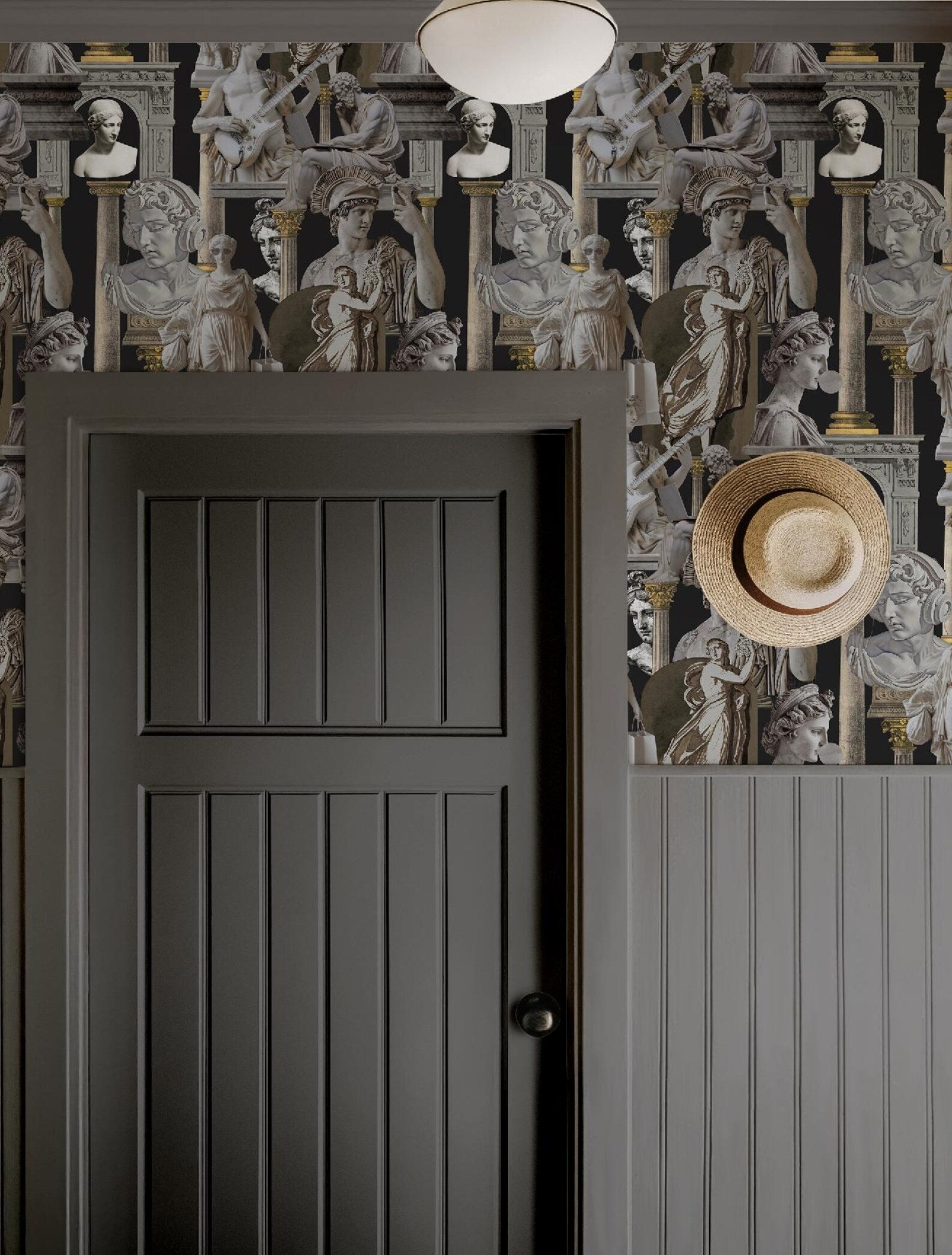 Vibrant Greco-Roman Statue Maximalist Neoclassical Wallpaper