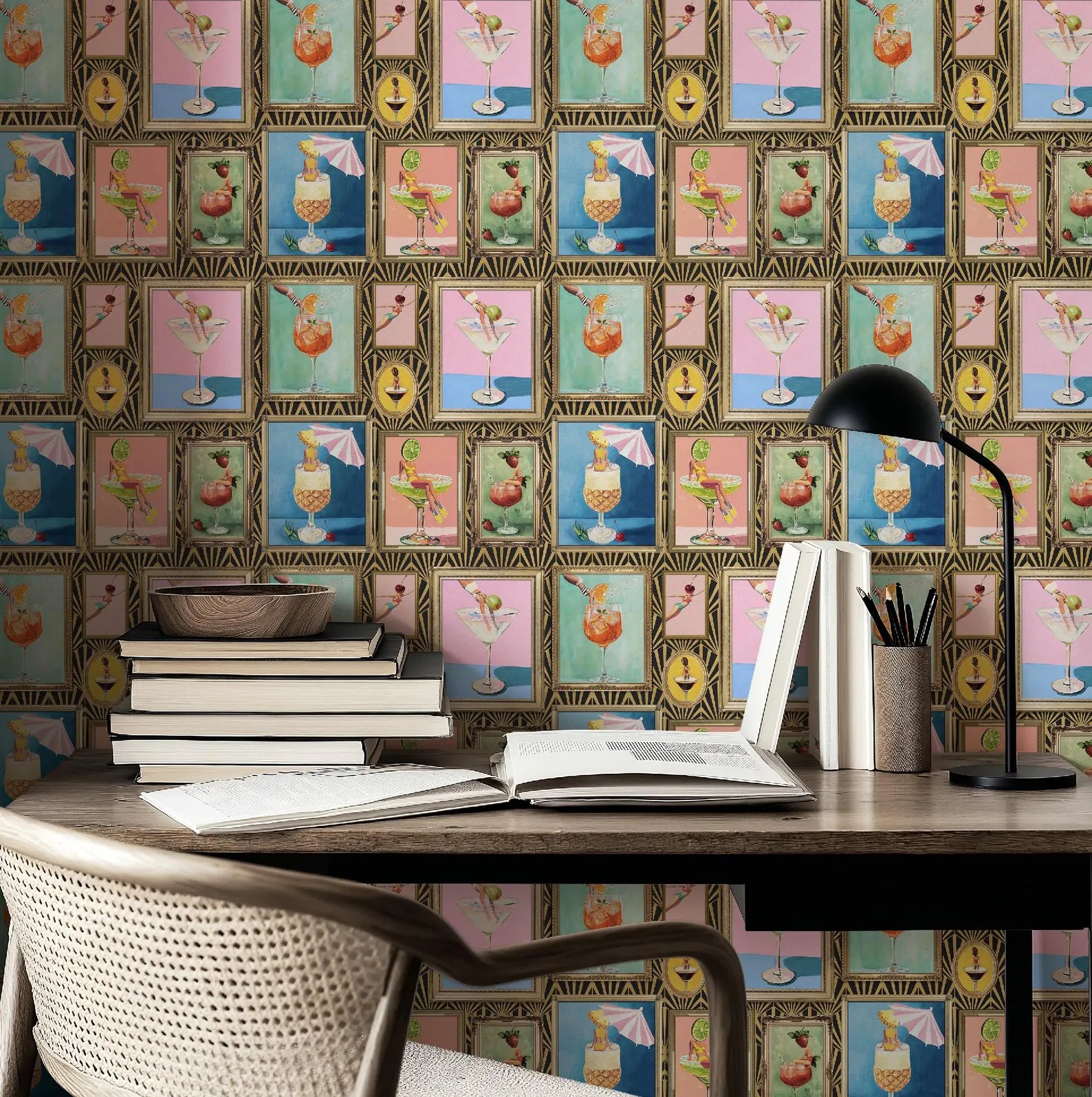 Mid-Century Retro Bar Cocktail Lounge Wallpaper - Small
