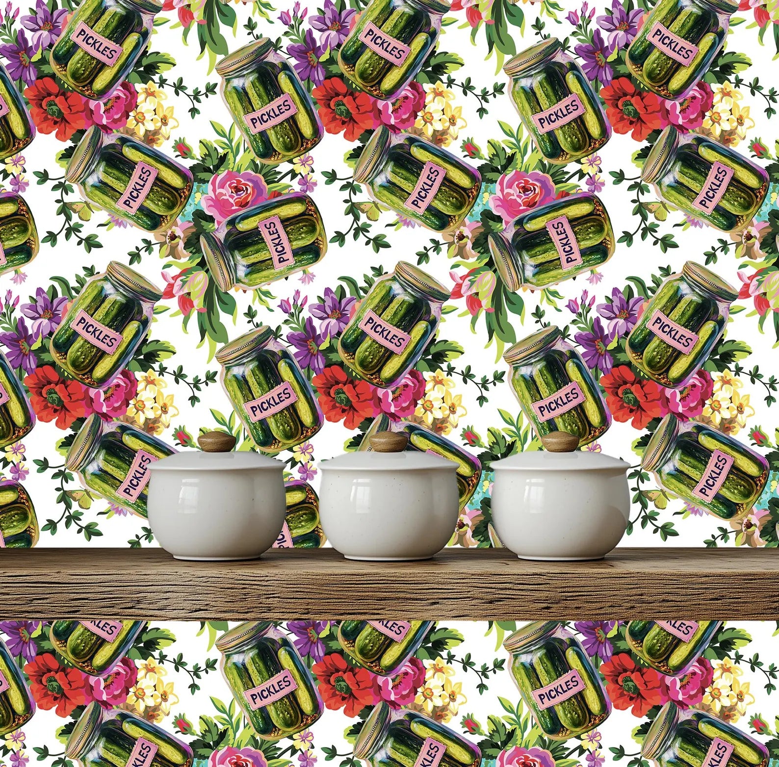 Pickle Lover's Floral Wallpaper