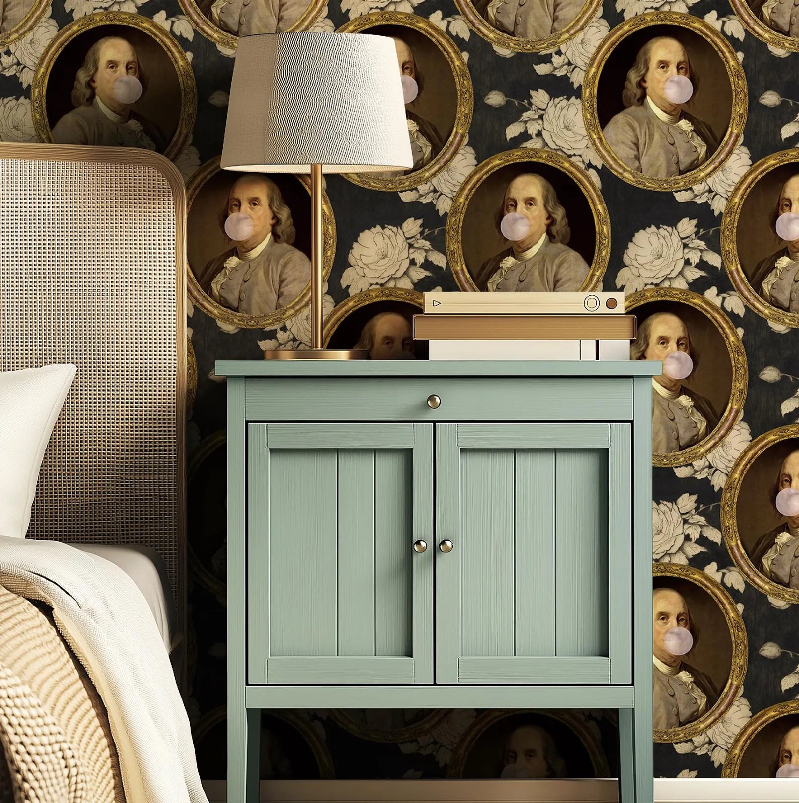 Benjamin Franklin Bubble Gum Floral Funny Wallpaper