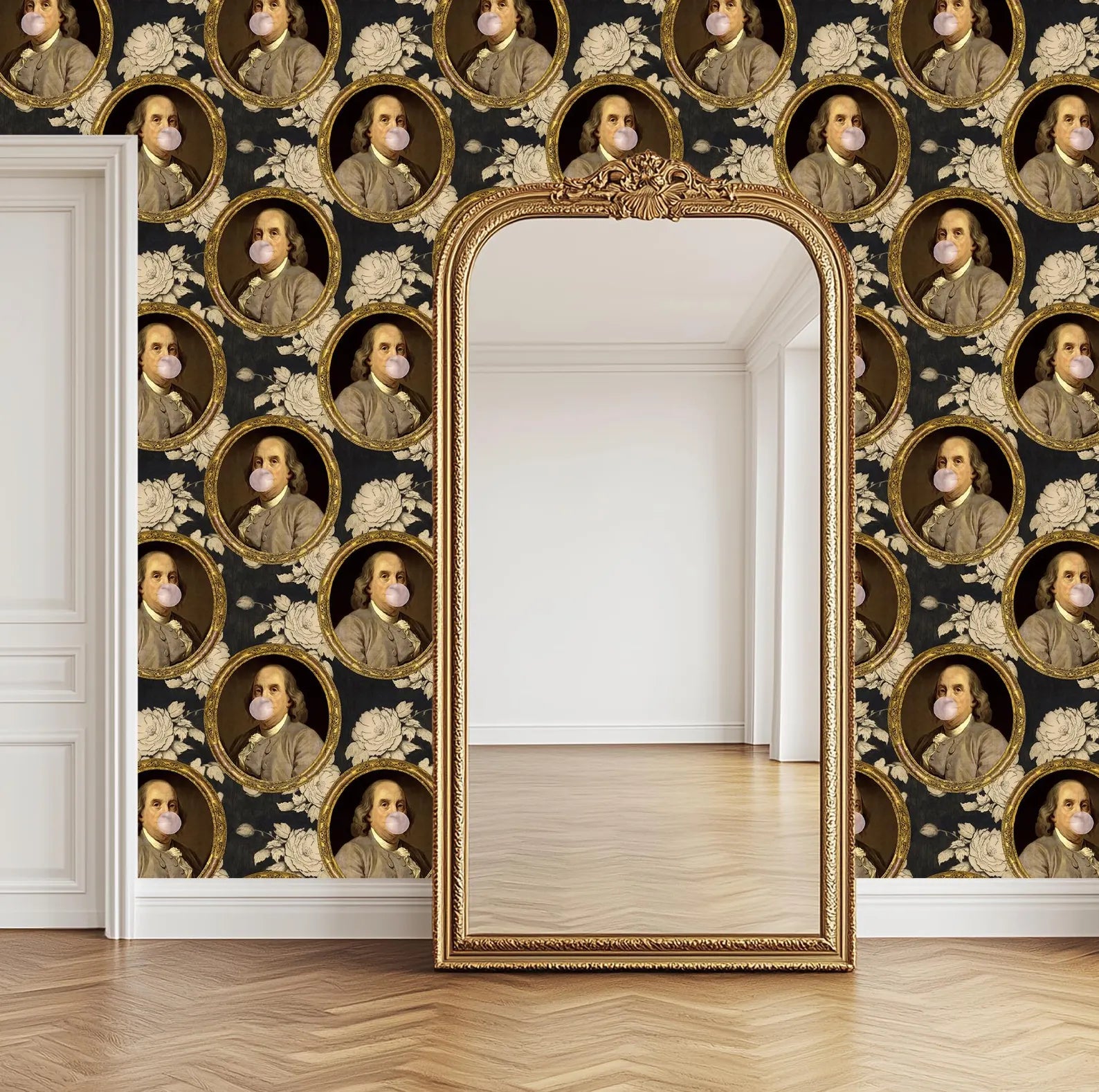 Benjamin Franklin Bubble Gum Floral Funny Wallpaper
