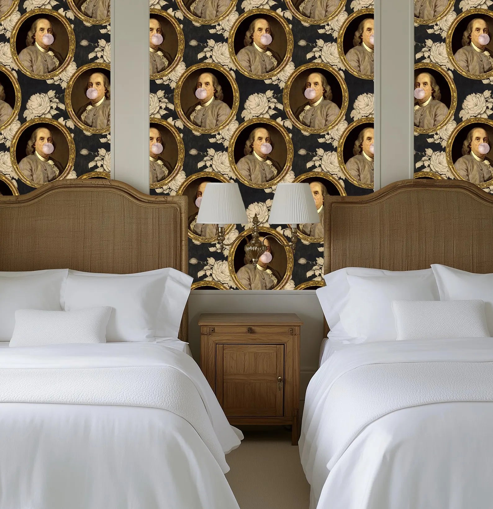 Benjamin Franklin Bubble Gum Floral Funny Wallpaper