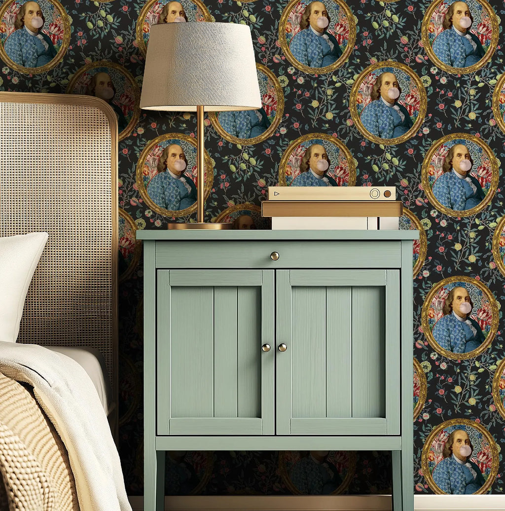 Benjamin Franklin Bubble Gum Colorful Floral Funny Wallpaper