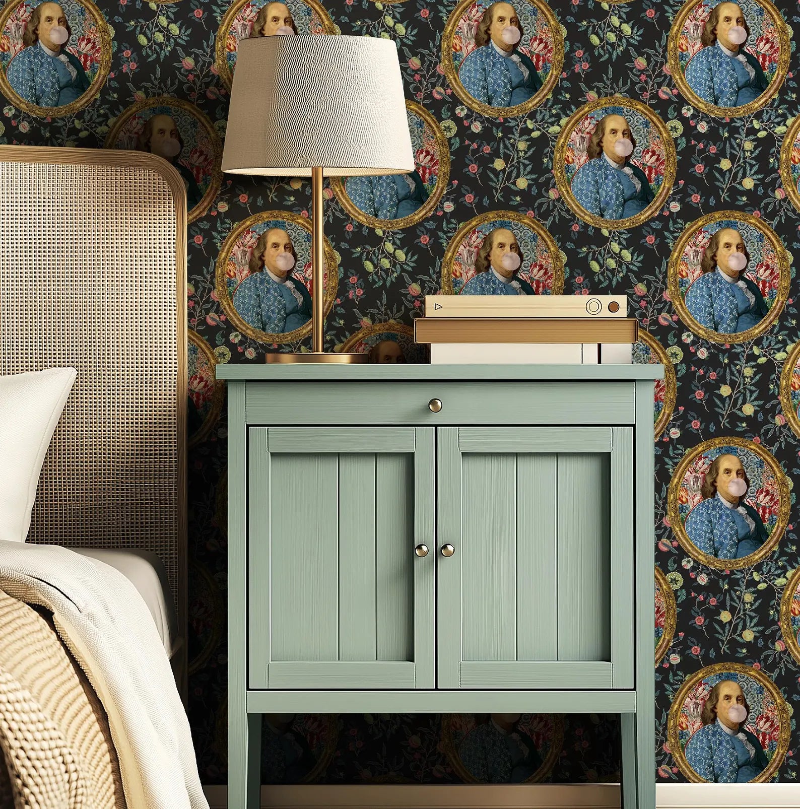 Benjamin Franklin Bubble Gum Colorful Floral Funny Wallpaper