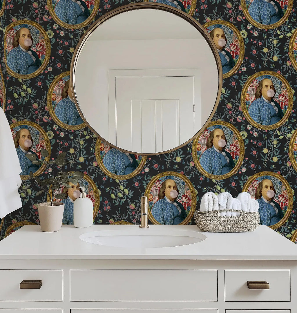Benjamin Franklin Bubble Gum Colorful Floral Funny Wallpaper