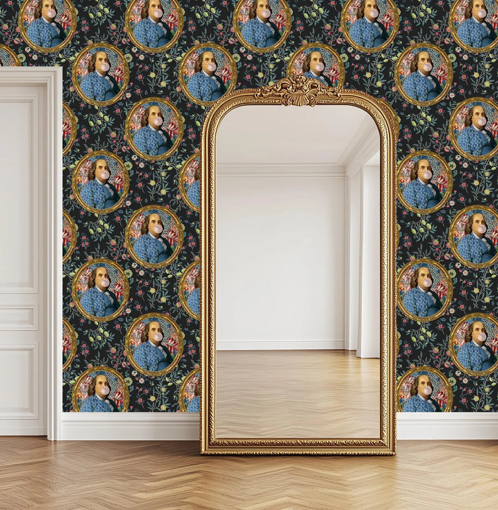 Benjamin Franklin Bubble Gum Colorful Floral Funny Wallpaper
