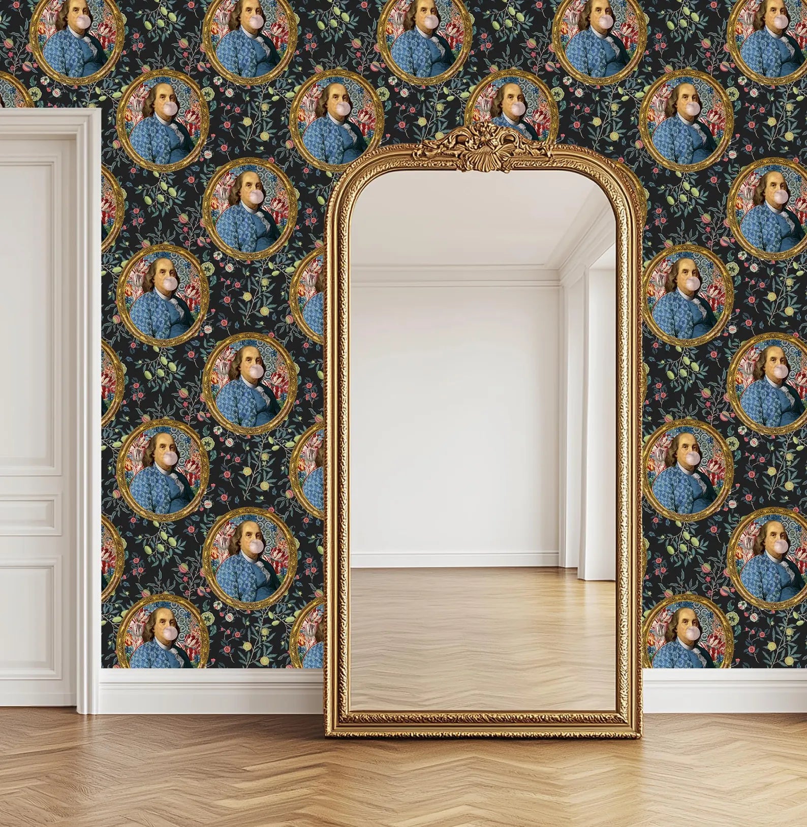 Benjamin Franklin Bubble Gum Colorful Floral Funny Wallpaper