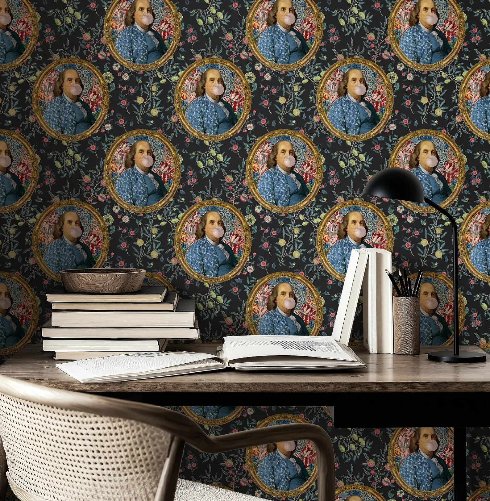Benjamin Franklin Bubble Gum Colorful Floral Funny Wallpaper