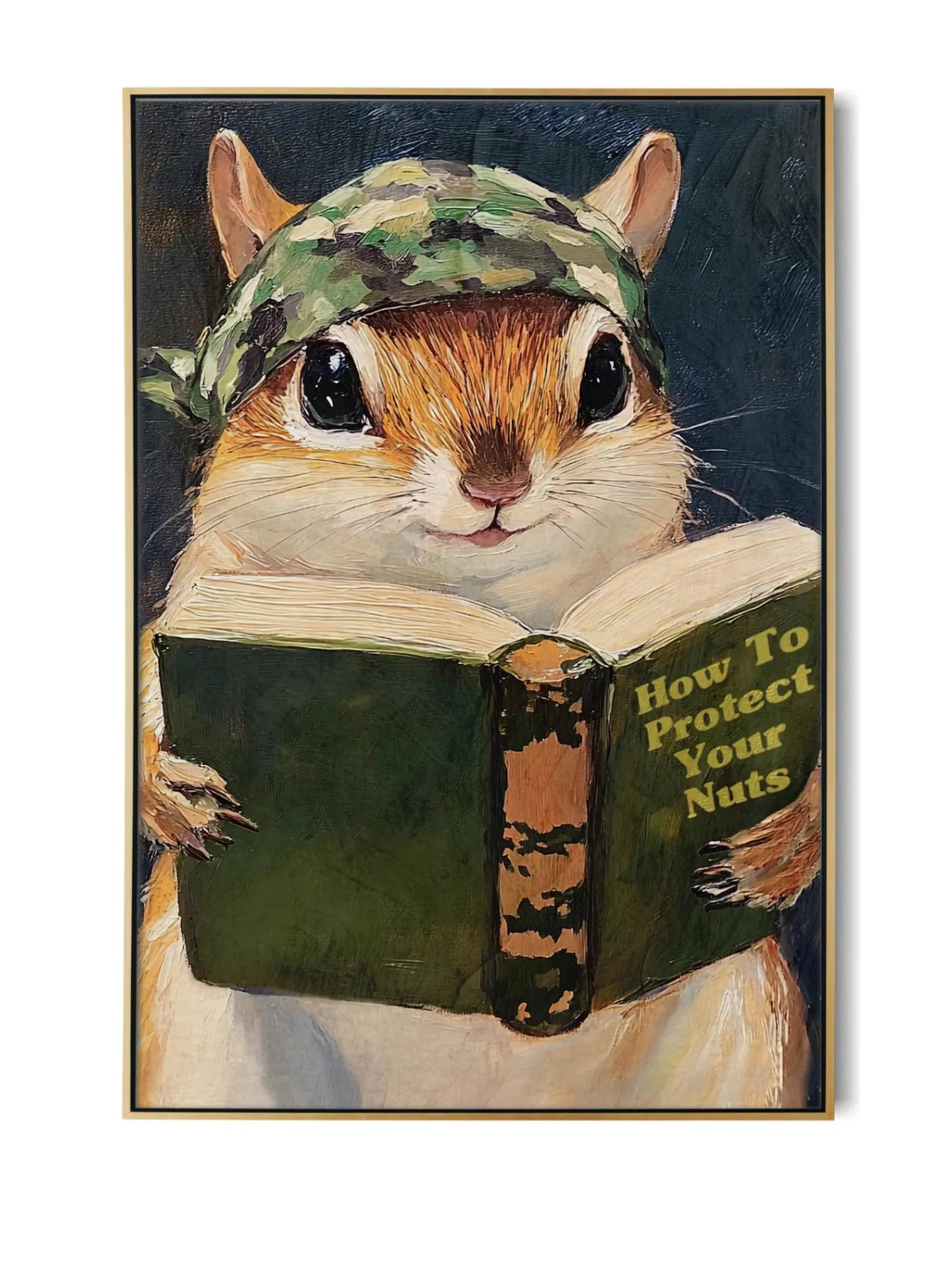 Humorous Squirrel Bathroom Poster: Protect Your Nuts - Whimsical Woodland Animal Wall Art Decor