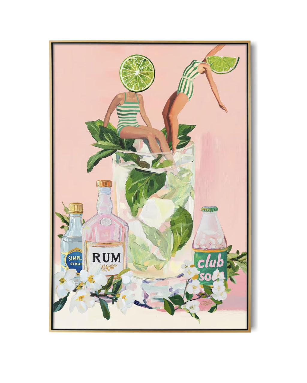 Vintage-Inspired Mojito Cocktail Bar Art Print - Retro Girls Wall Decor for Kitchen, Lounge, or Home
