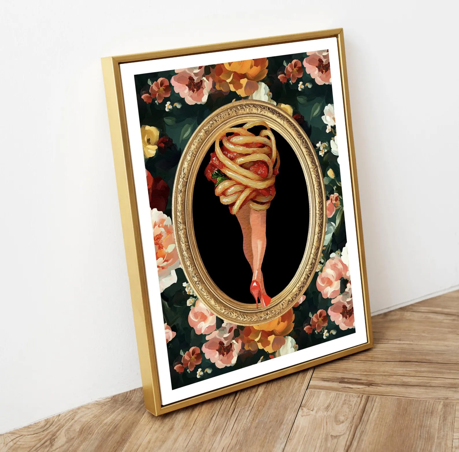 Quirky Pasta Legs Kitchen Wall Art | Foodie Spaghetti Print | Girly Carb Lovers Decor