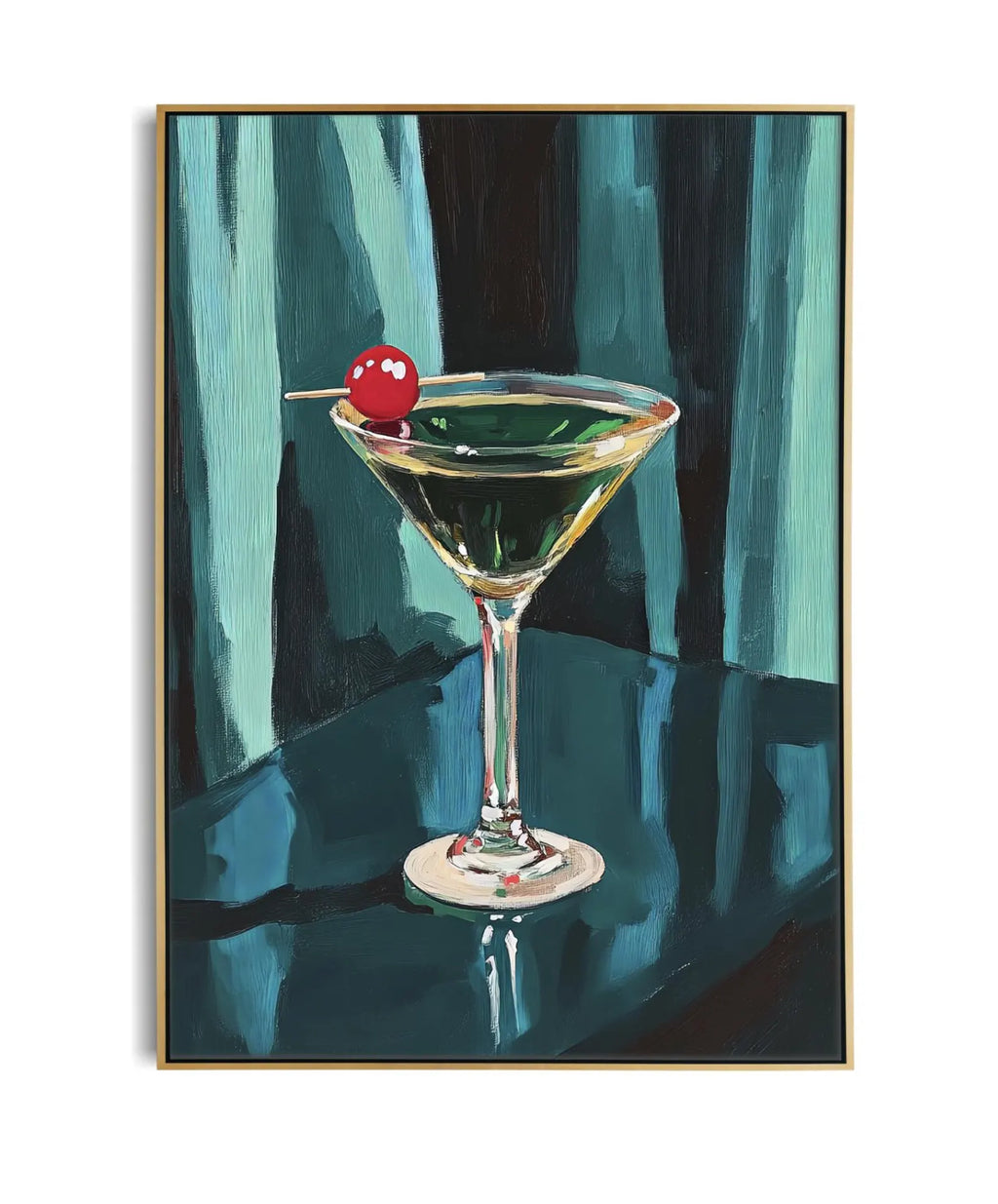 Retro Martini Cocktail Art Print - Minimalist Bar Decor, Mid-Century Drink Illustration Gift