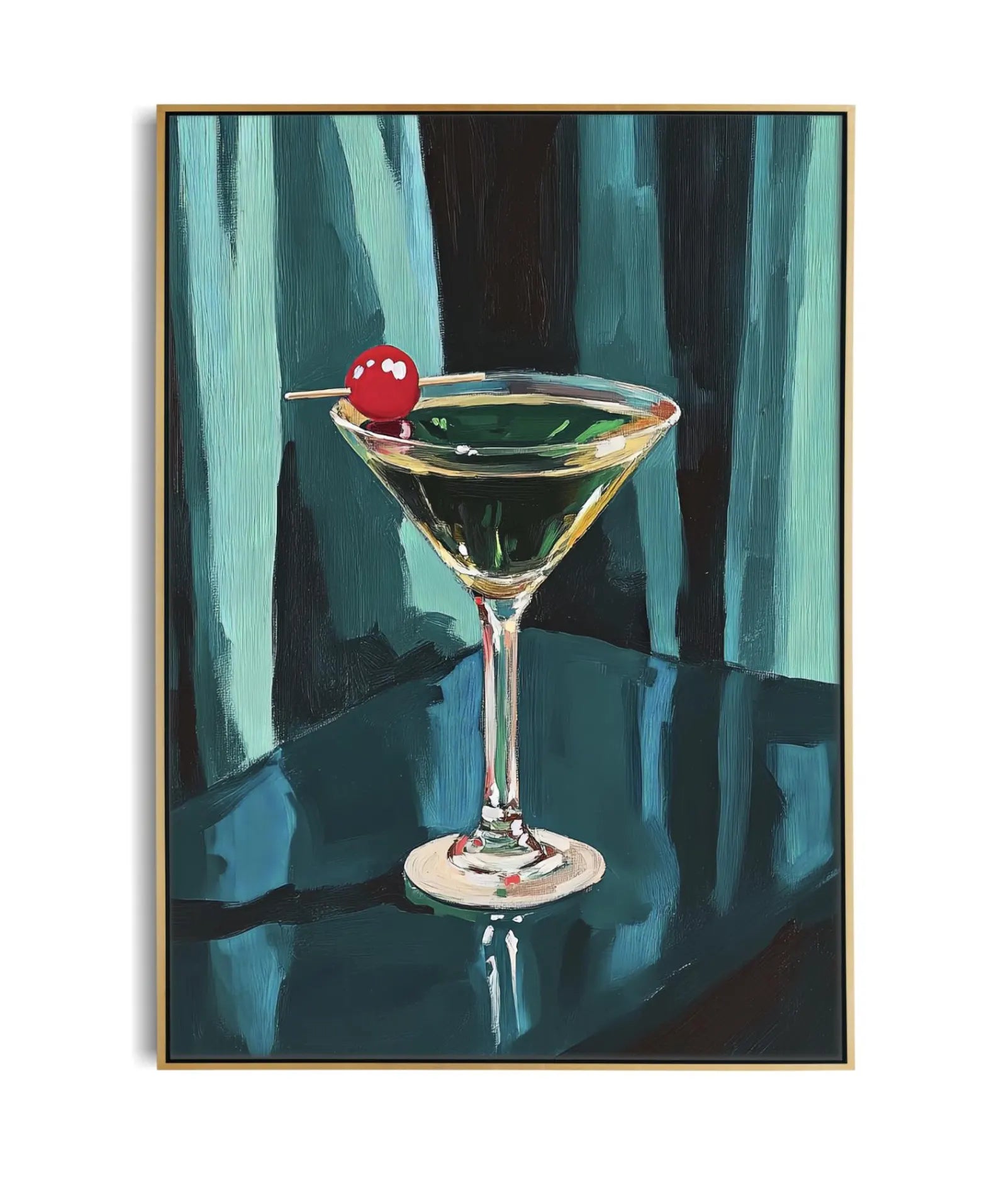 Retro Martini Cocktail Art Print - Minimalist Bar Decor, Mid-Century Drink Illustration Gift