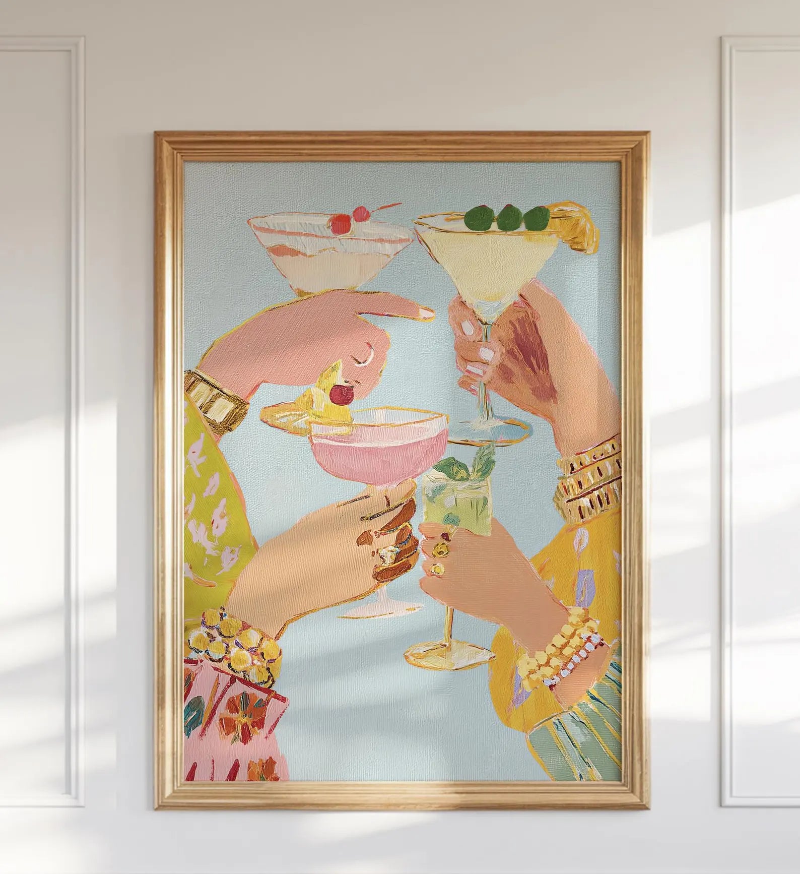 Stylish Cocktail Bar Print: Preppy Girls Night Out Martini Artwork for Home Decor