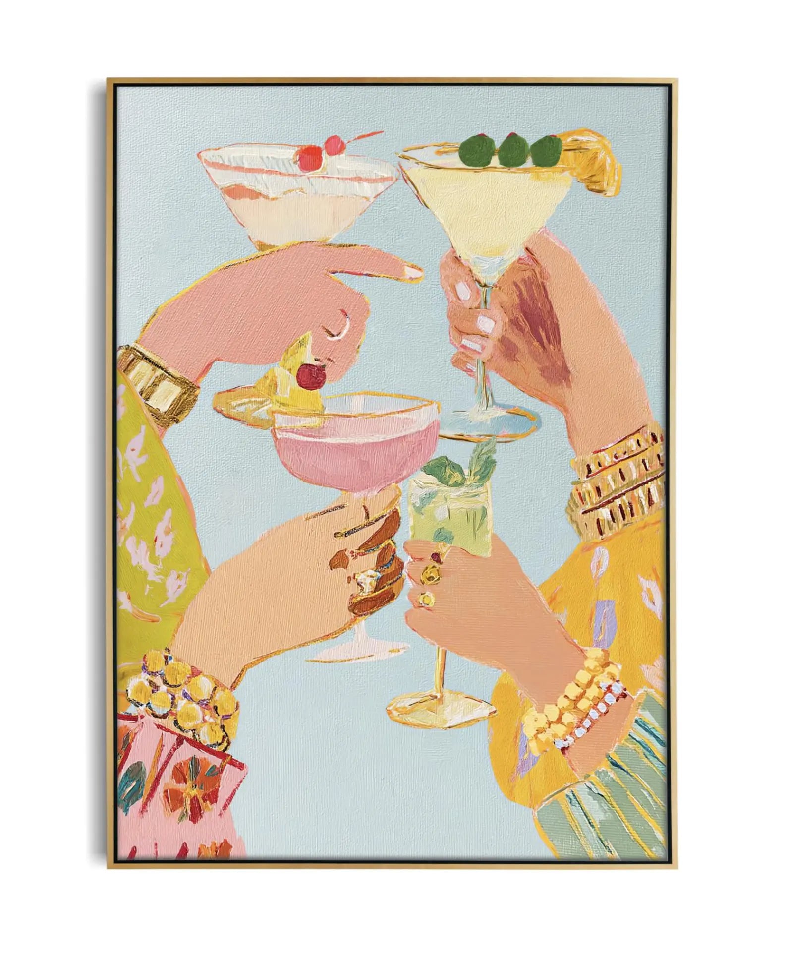 Stylish Cocktail Bar Print: Preppy Girls Night Out Martini Artwork for Home Decor