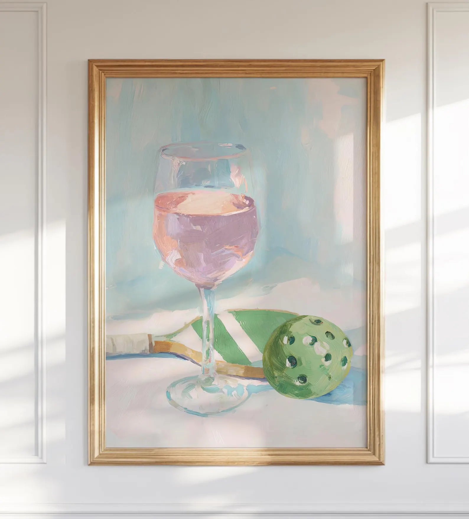 Whimsical Pickleball and Wine Art Print: Playful Sports Bar Decor, Kitchen Poster, Gift for Enthusiasts