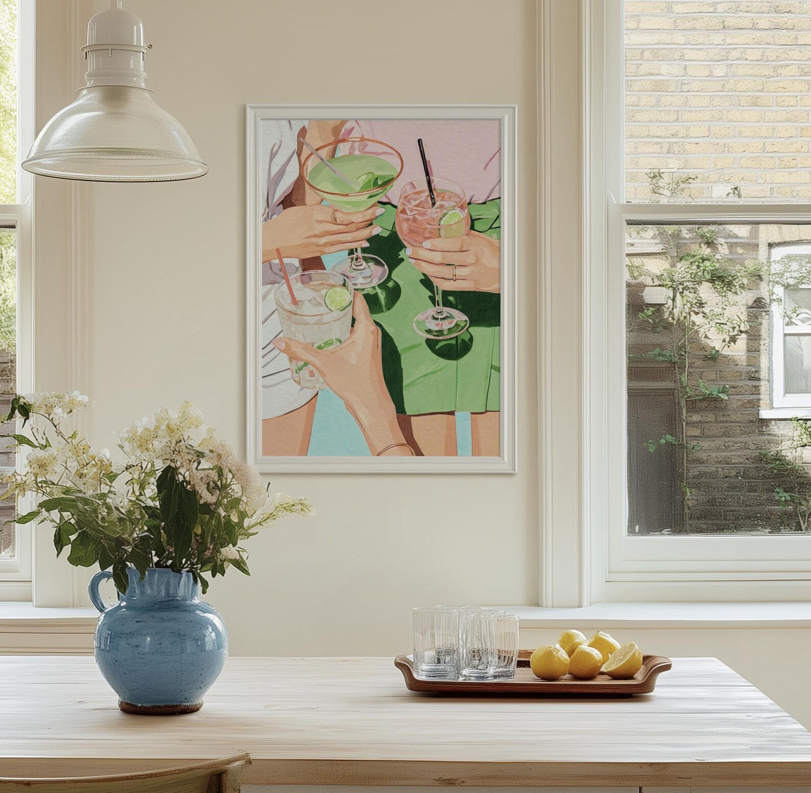 Chic Cocktail Girls Night Art Print: Preppy Palm Beach Inspired Bar Cart Wall Decor