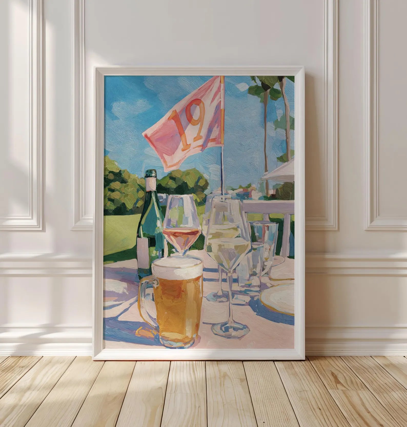 Watering Hole Golf Art Print: 19th Hole Cocktail Poster for Bar Cart Decor, Palm Beach Sport Gift