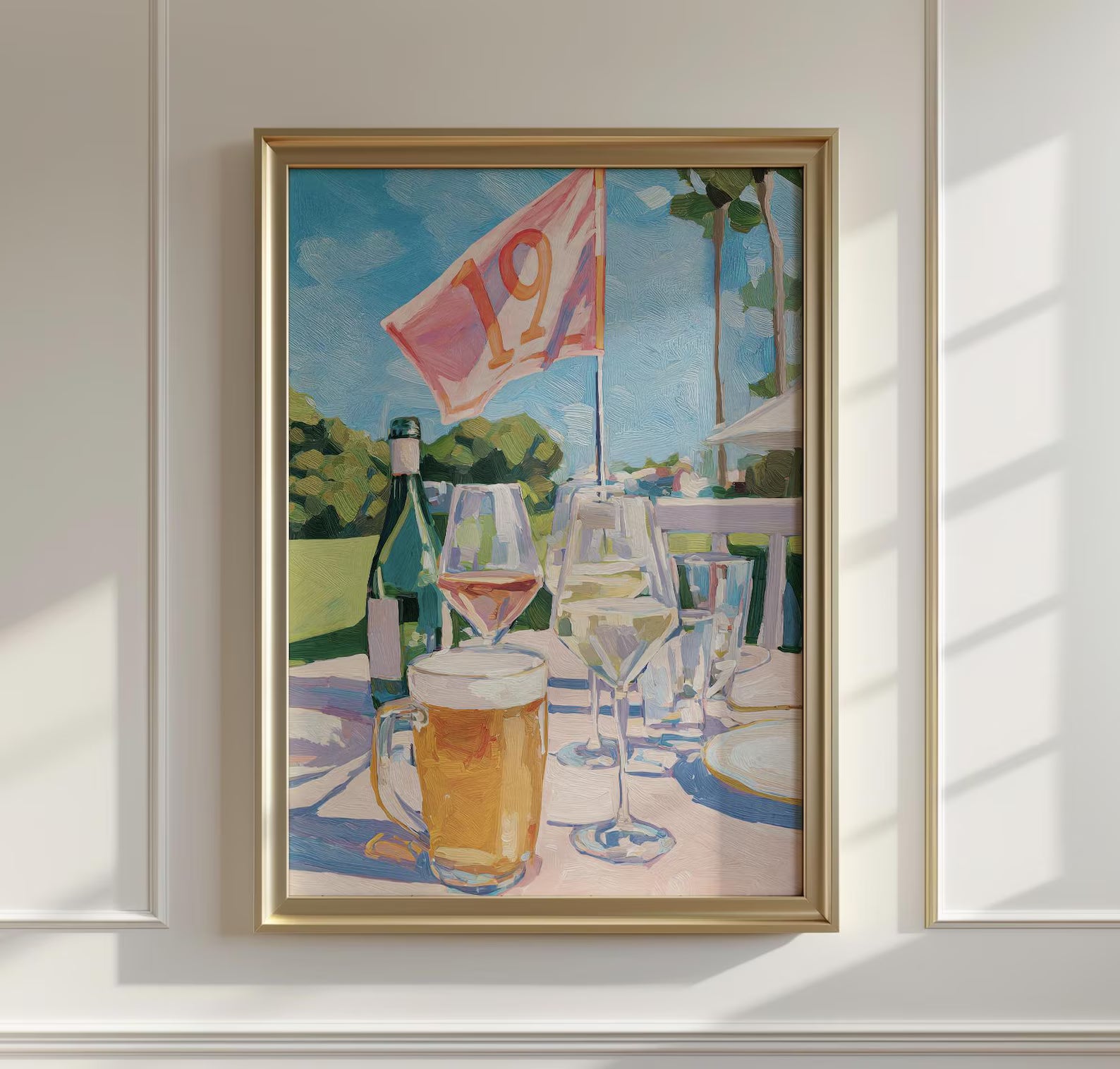 Watering Hole Golf Art Print: 19th Hole Cocktail Poster for Bar Cart Decor, Palm Beach Sport Gift