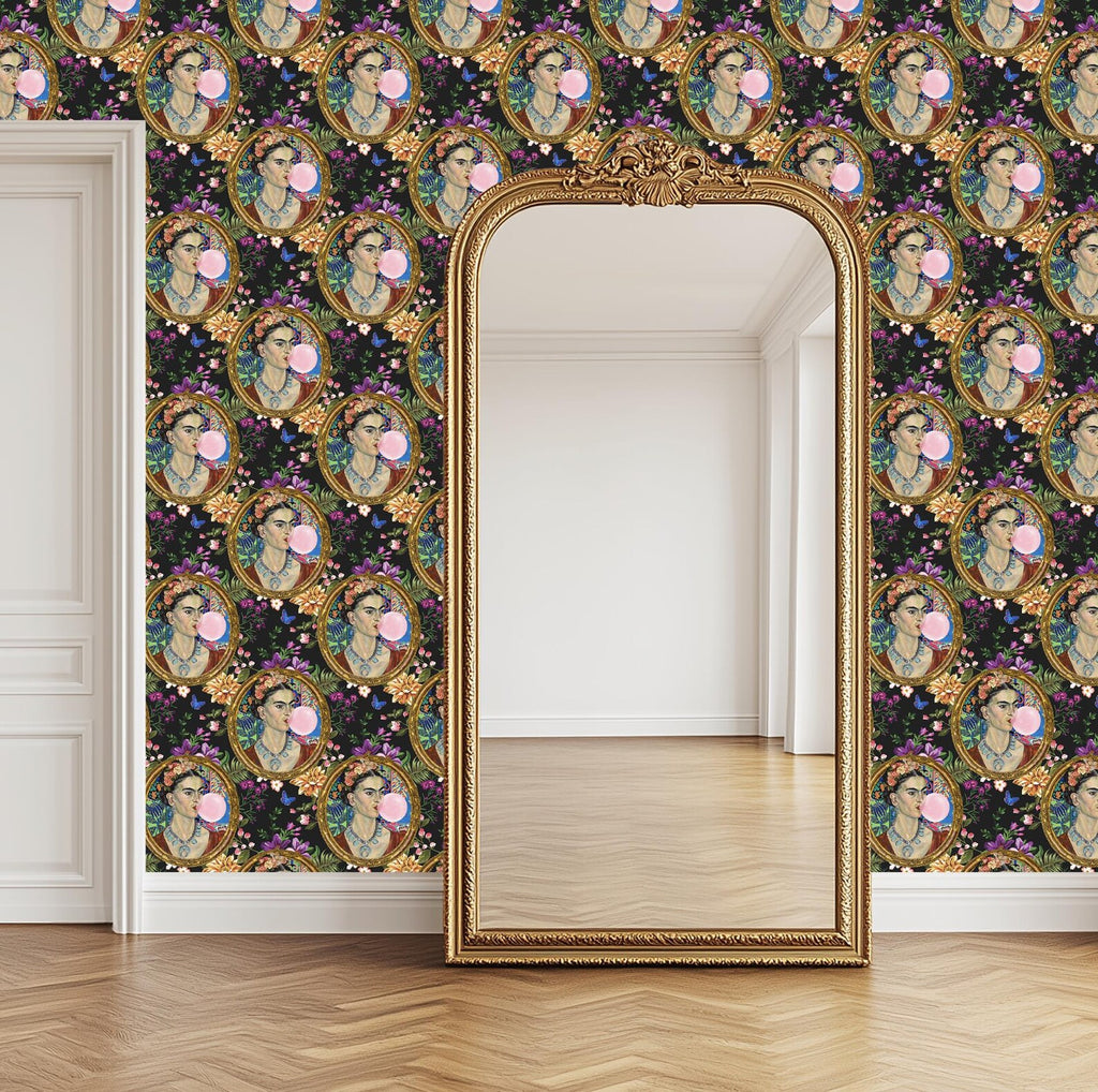 Frida Kahlo Inspired Bright Botanical Boho Floral Wallpaper - Medium