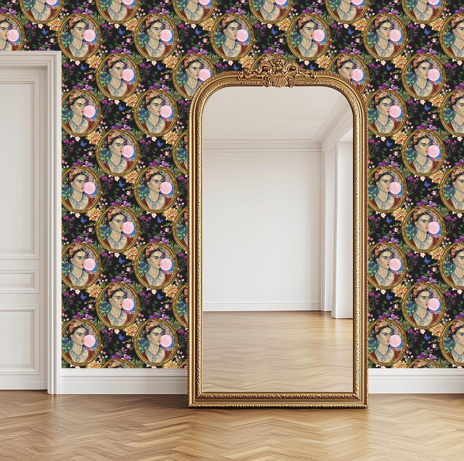 Frida Kahlo Inspired Bright Botanical Boho Floral Wallpaper - Medium