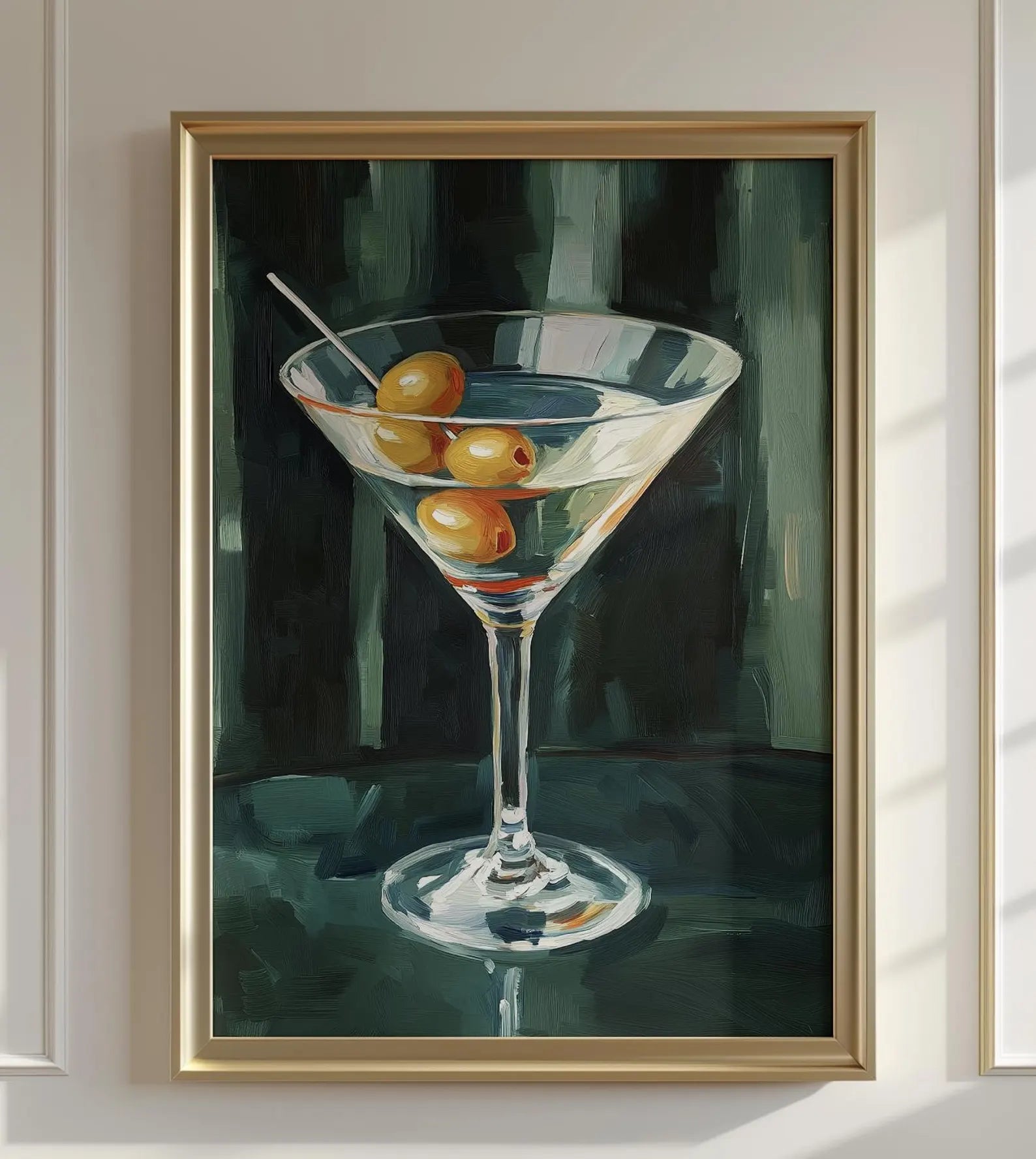 Minimalist Martini Cocktail Art Print - Classic Bar Wall Decor, Retro Drink Illustration Poster