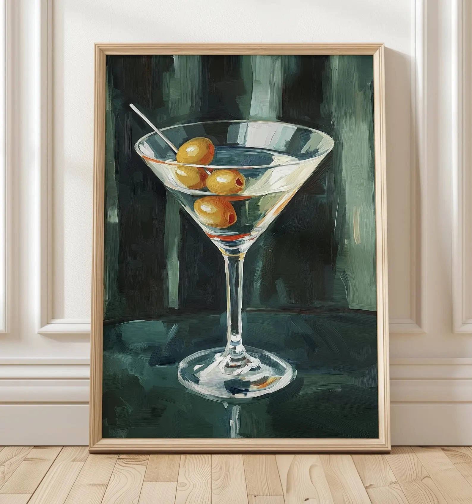 Minimalist Martini Cocktail Art Print - Classic Bar Wall Decor, Retro Drink Illustration Poster
