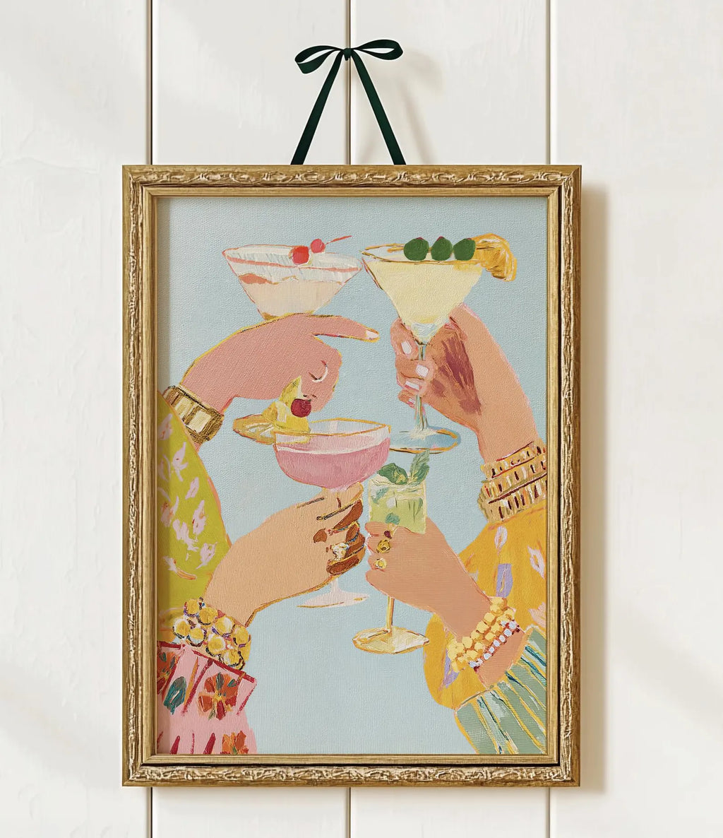 Stylish Cocktail Bar Print: Preppy Girls Night Out Martini Artwork for Home Decor