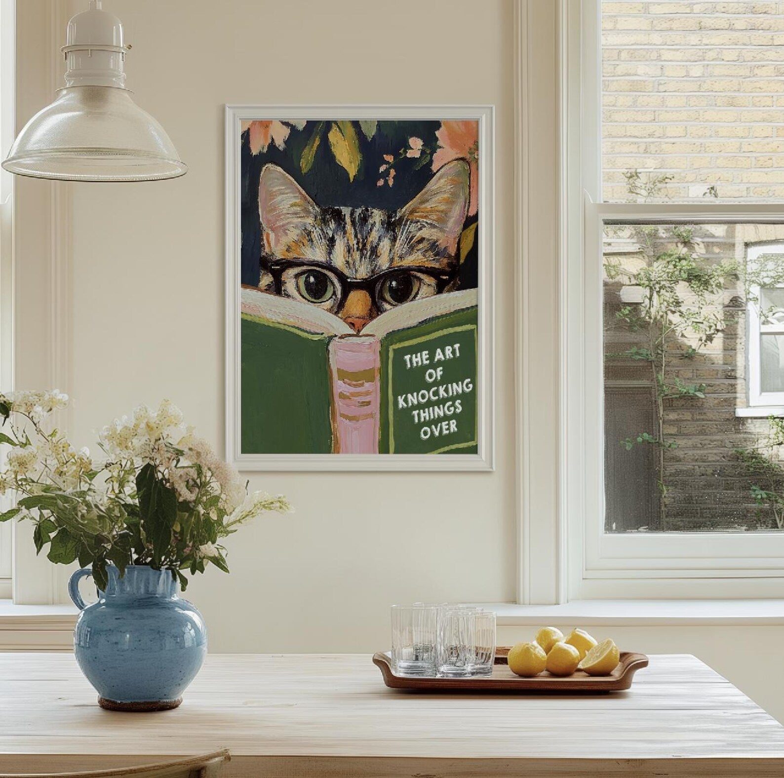 Quirky Cat Reading Poster: Humorous Bathroom Wall Art for Book Lovers | Aesthetic Kitty Print