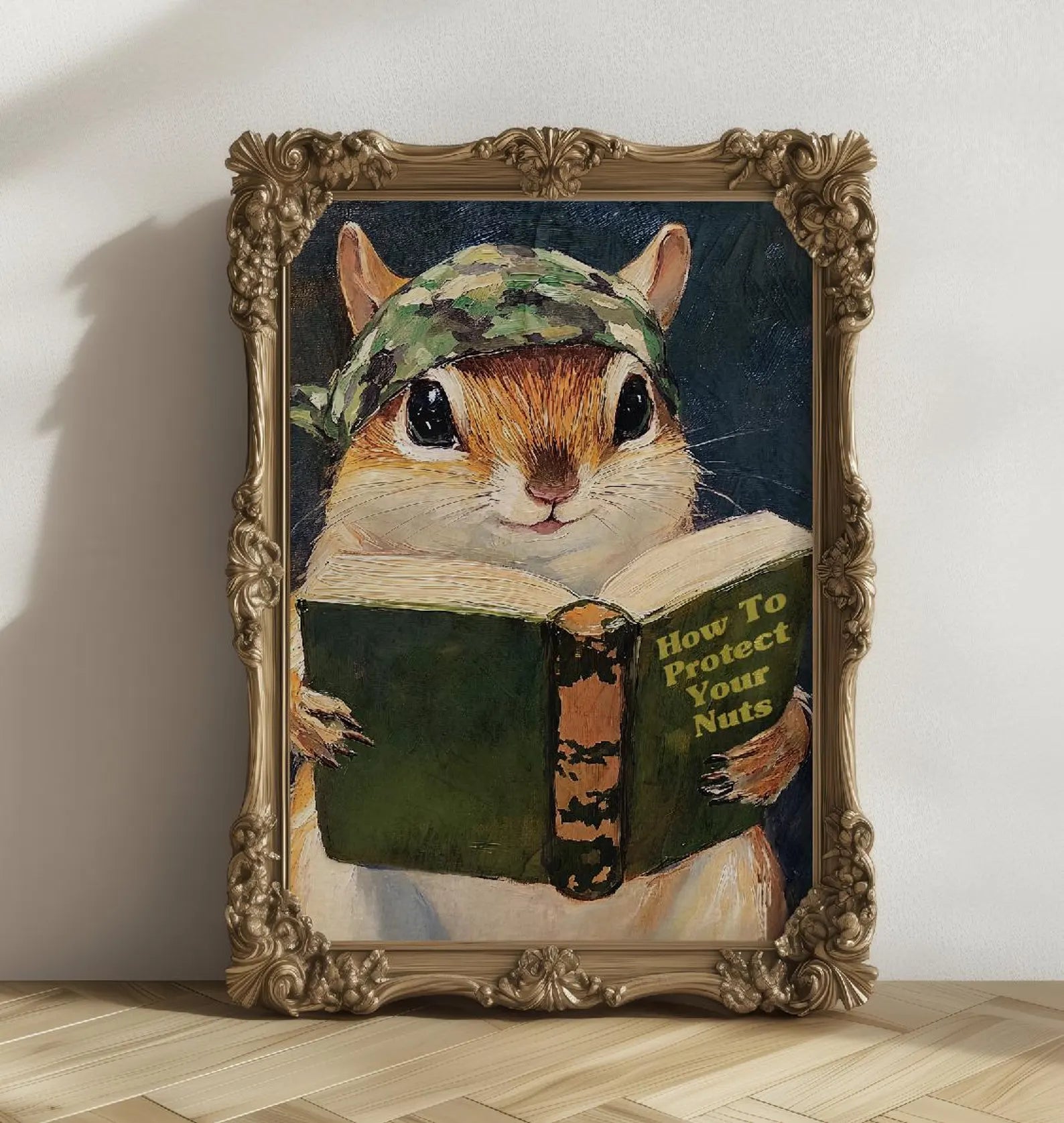 Humorous Squirrel Bathroom Poster: Protect Your Nuts - Whimsical Woodland Animal Wall Art Decor