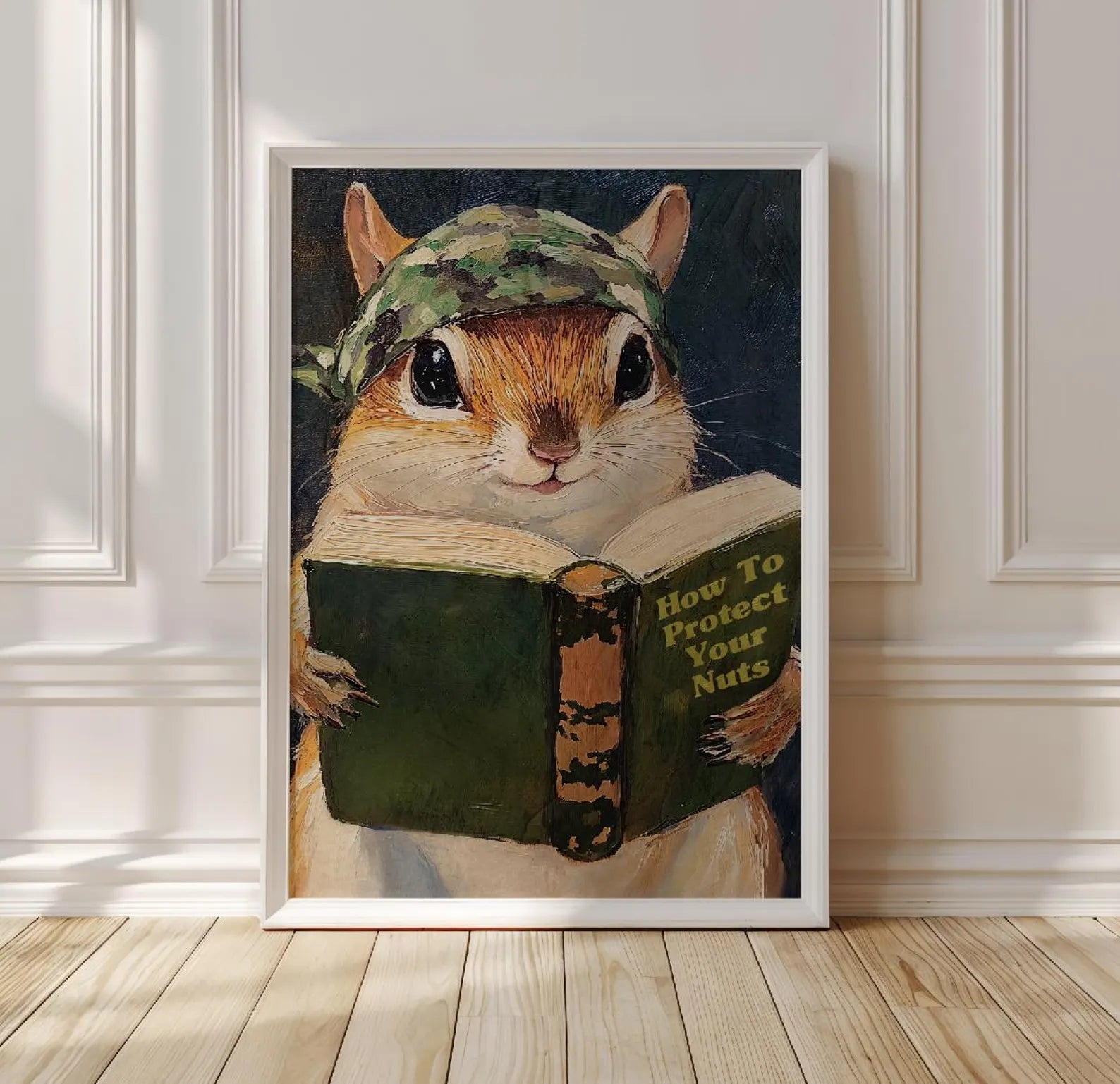 Humorous Squirrel Bathroom Poster: Protect Your Nuts - Whimsical Woodland Animal Wall Art Decor