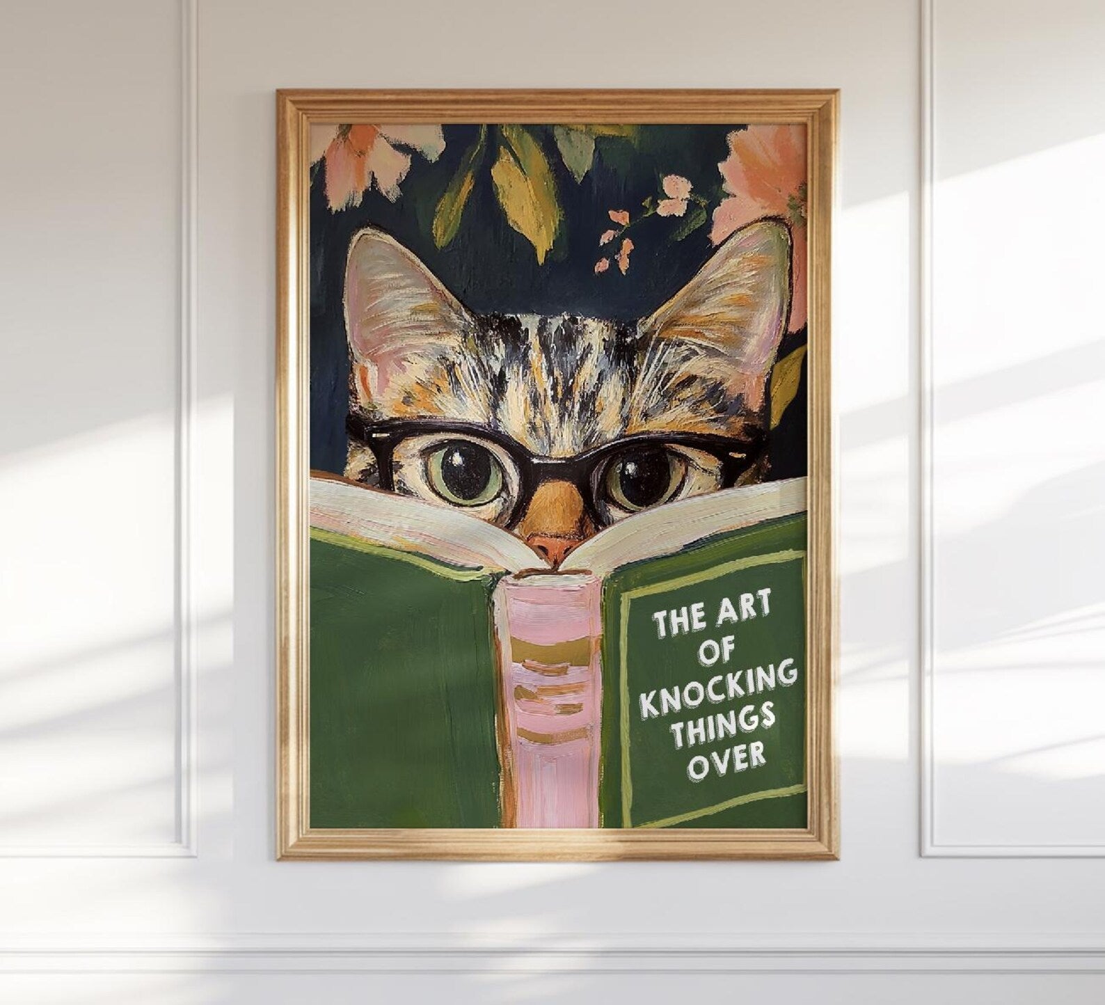 Quirky Cat Reading Poster: Humorous Bathroom Wall Art for Book Lovers | Aesthetic Kitty Print