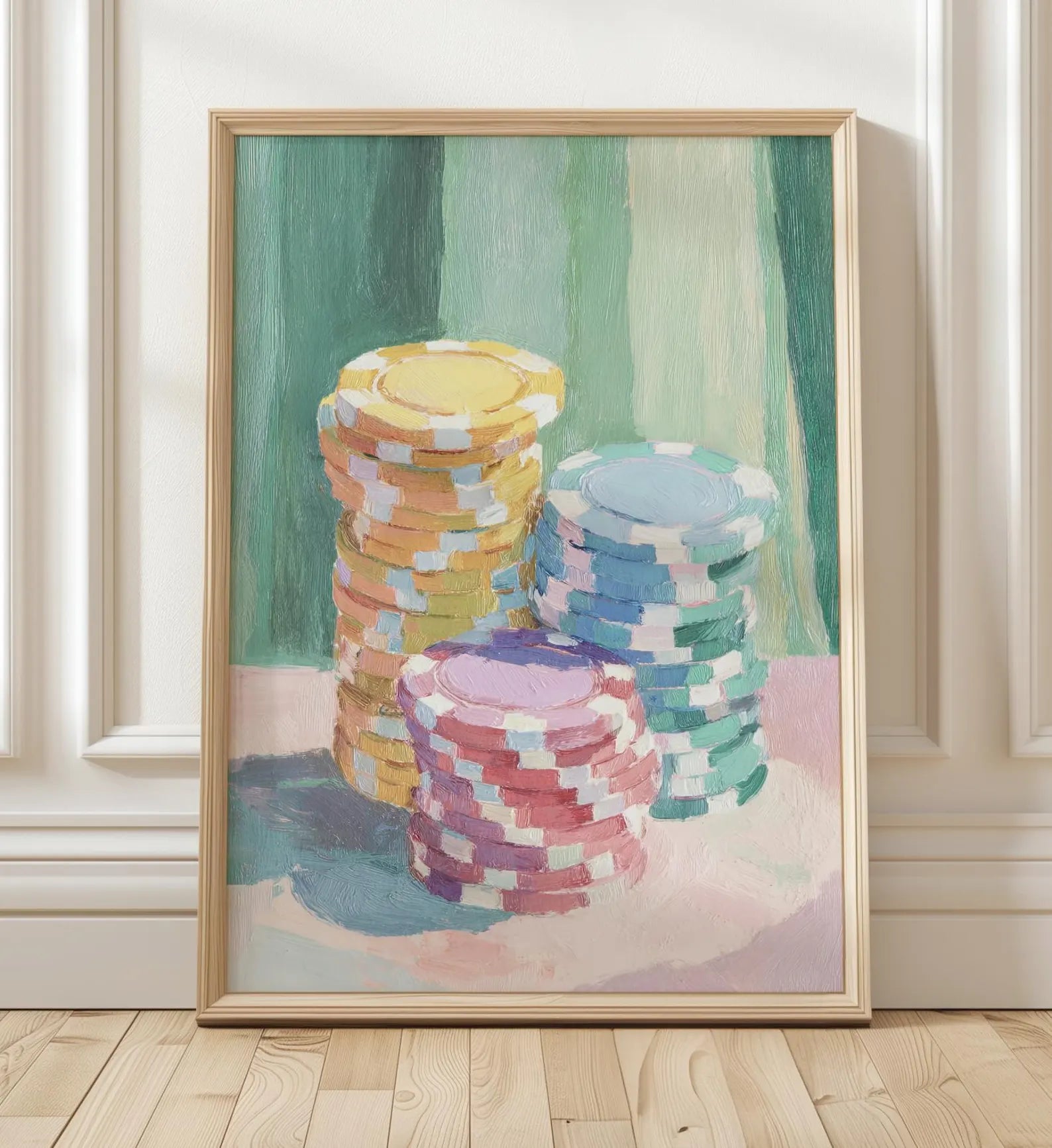 Whimsical Girls Night Out Poker Art Print: Aesthetic Bar Decor & Game Room Illustration