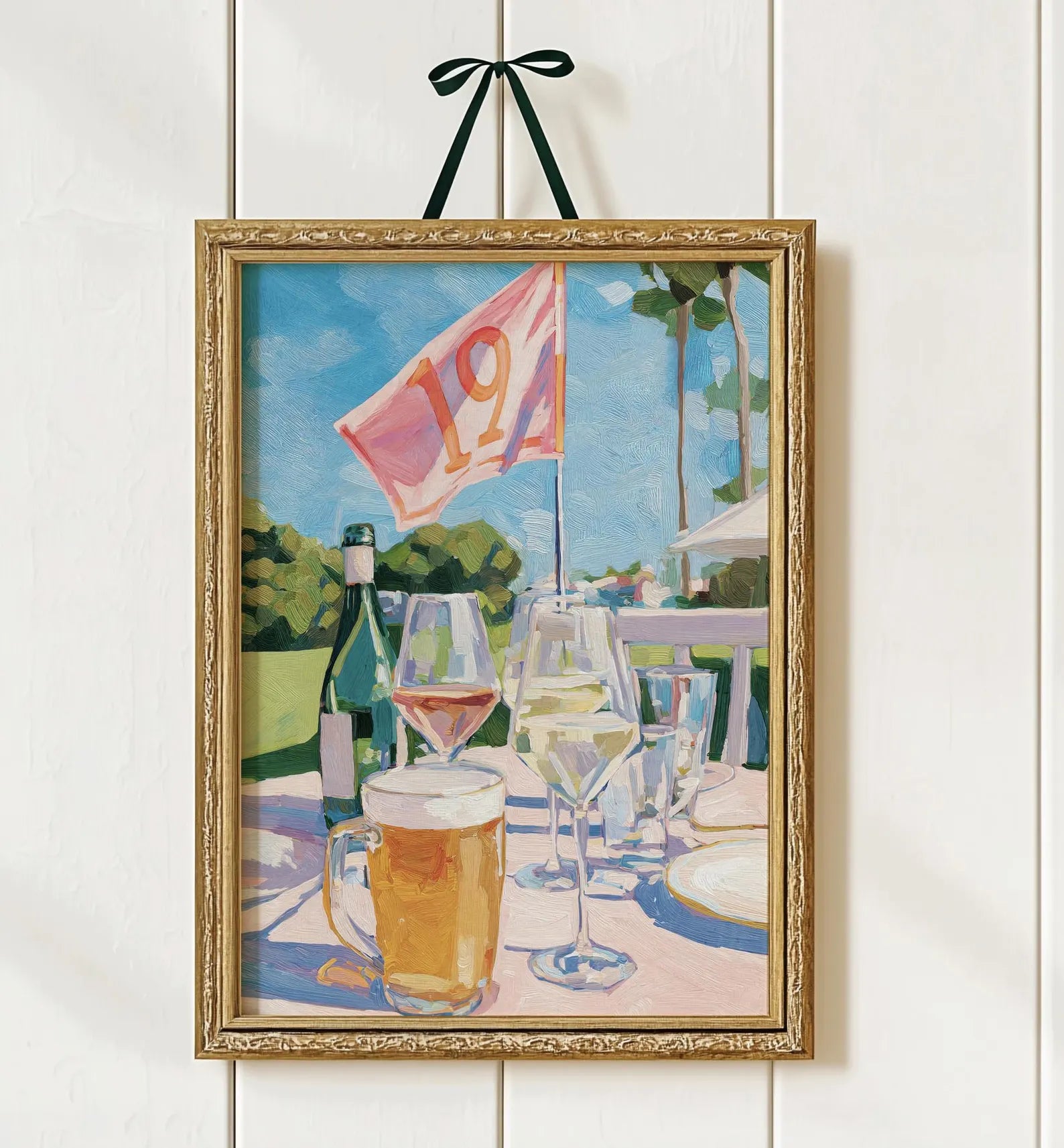 Watering Hole Golf Art Print: 19th Hole Cocktail Poster for Bar Cart Decor, Palm Beach Sport Gift